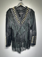 LEATHER GALLERY BLACK FRINGE JACKET L
