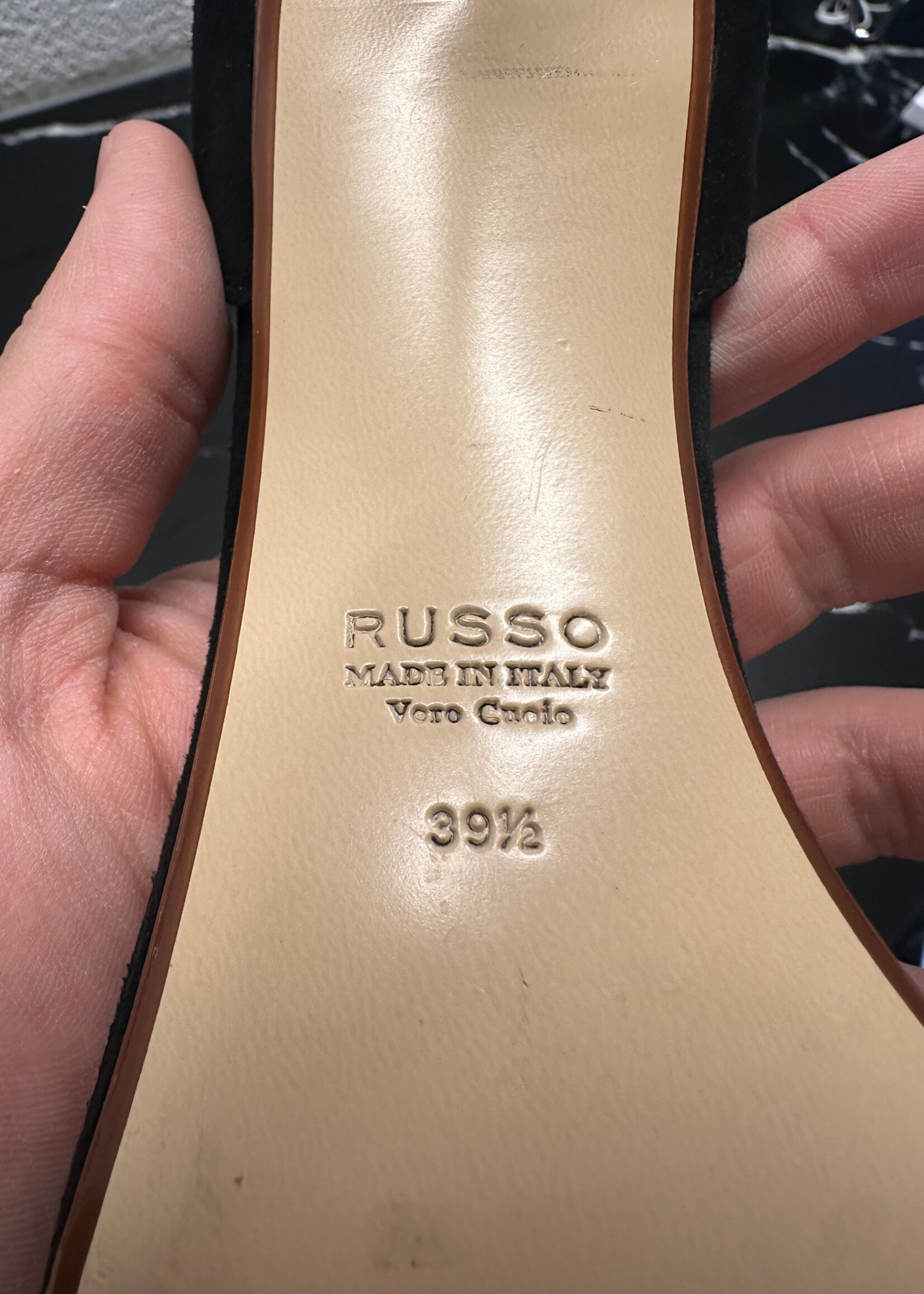 FRANCESCO RUSSO BLACK HEELS 9.5 AS IS