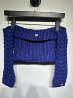 Chanel Navy Knit 4PC Skirt, Tube Top, Arm Set XS