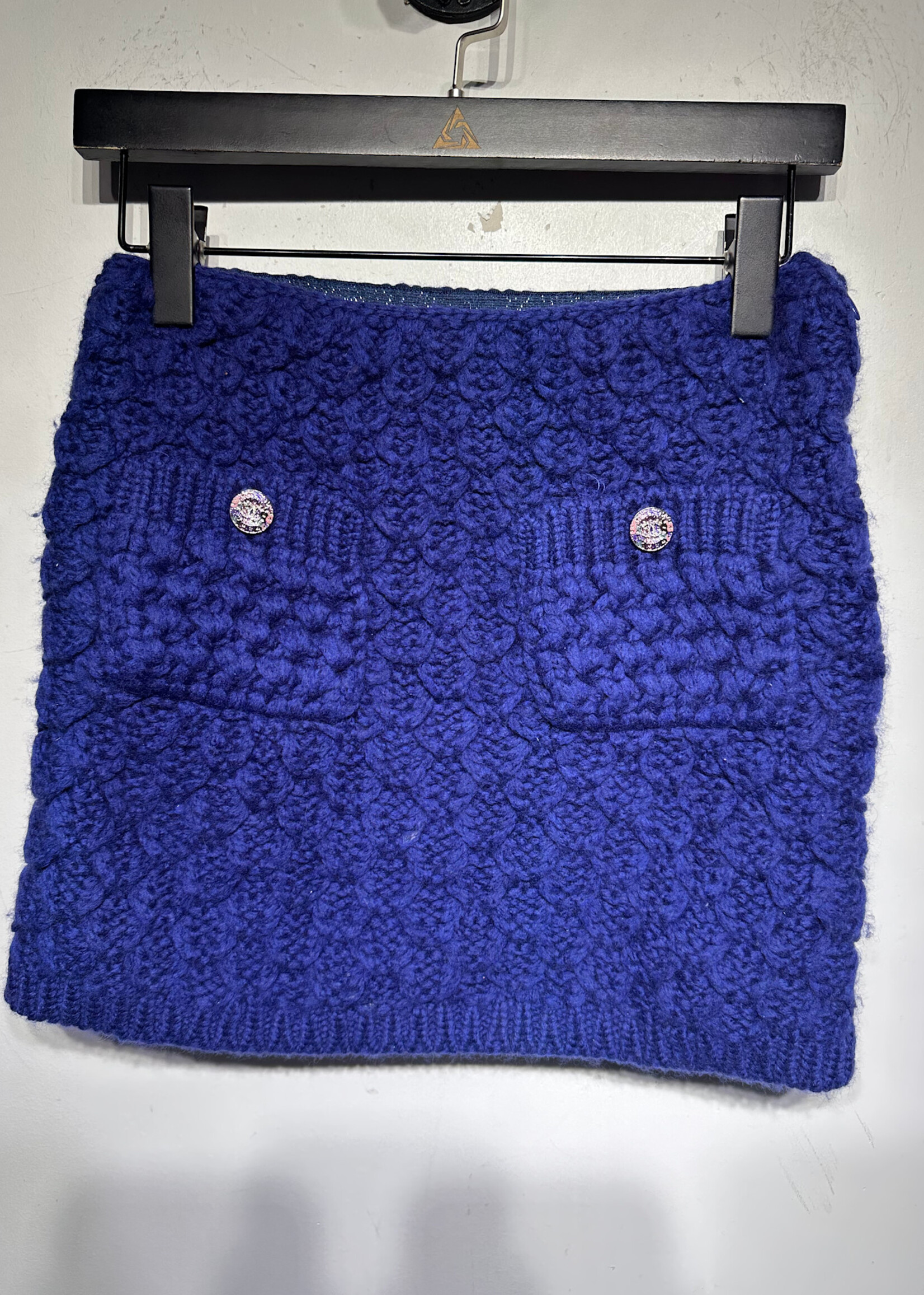 Chanel Navy Knit 4PC Skirt, Tube Top, Arm Set XS
