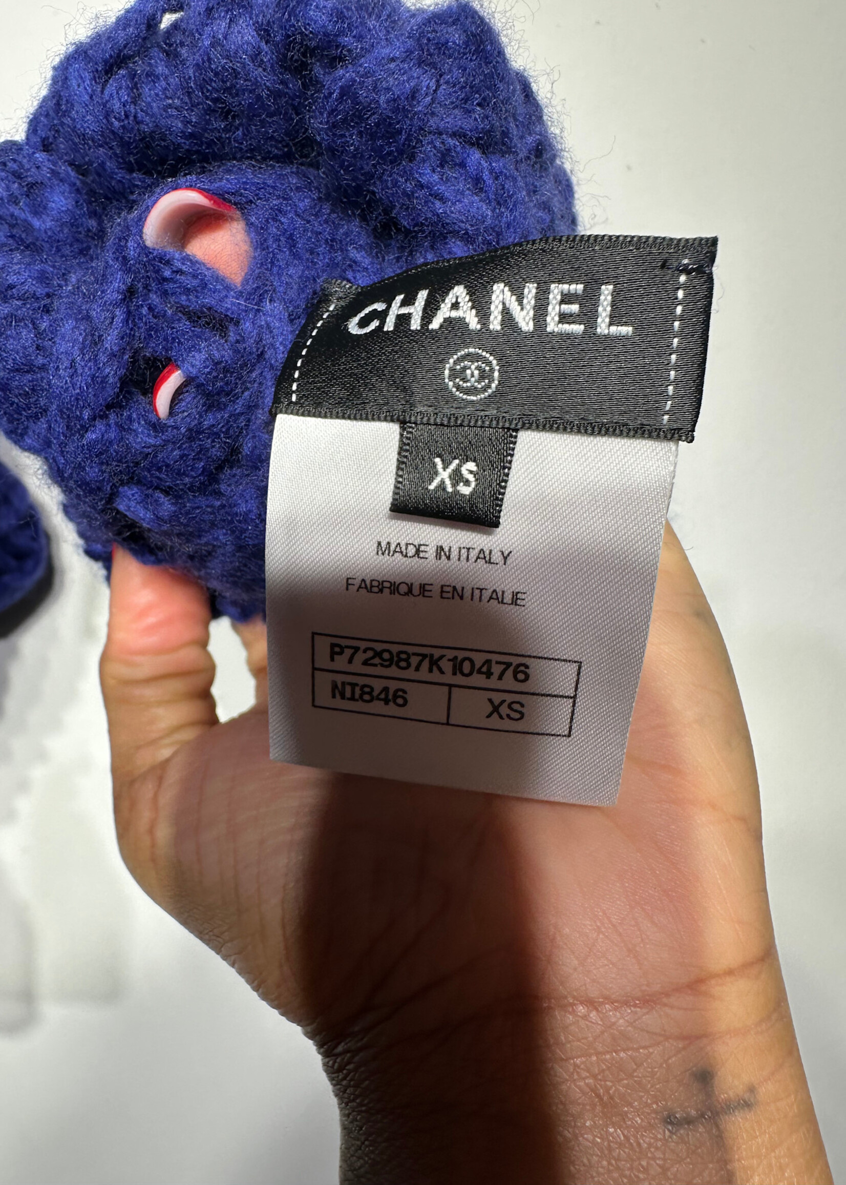 Chanel Navy Knit 4PC Skirt, Tube Top, Arm Set XS