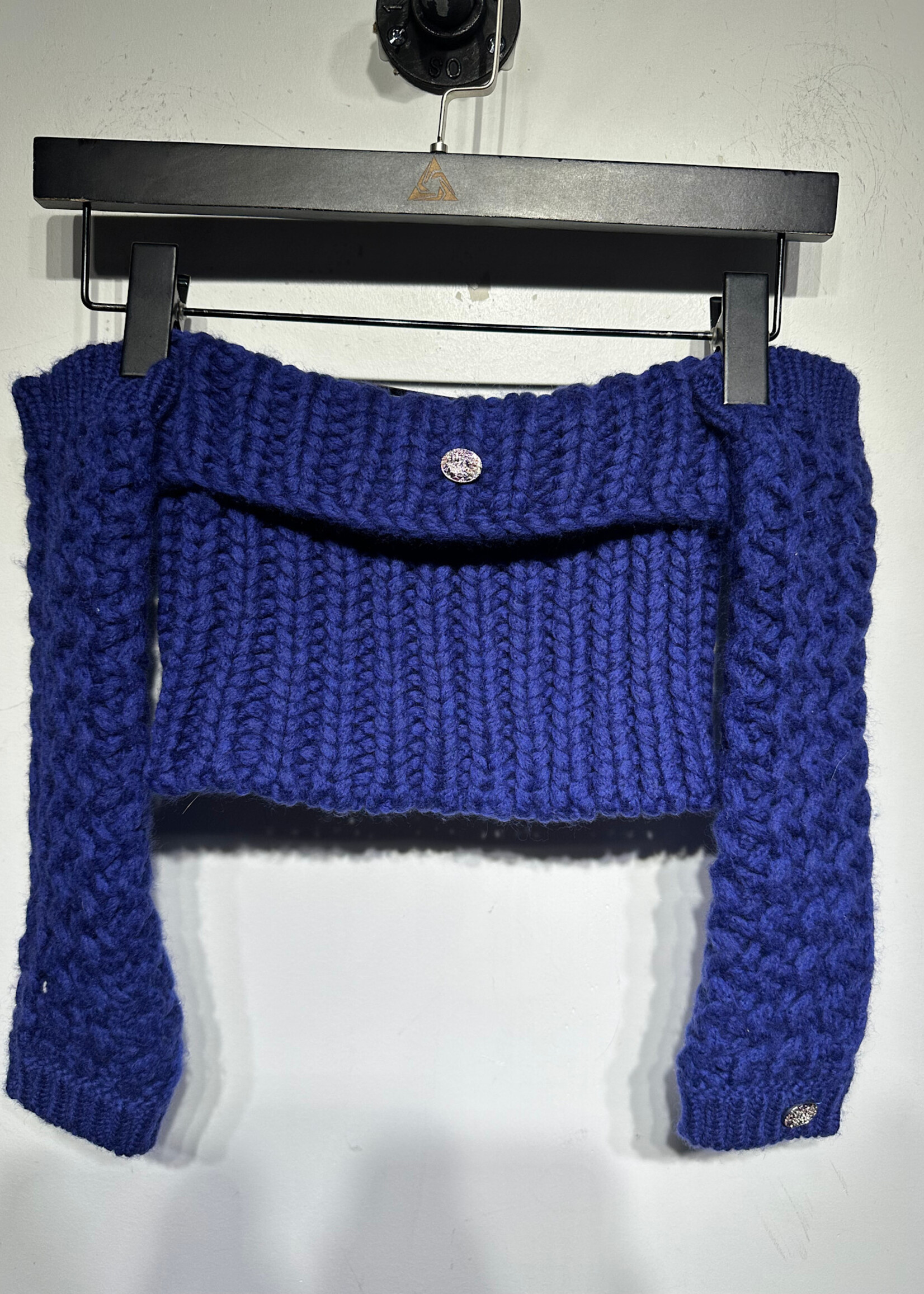 Chanel Navy Knit 4PC Skirt, Tube Top, Arm Set XS