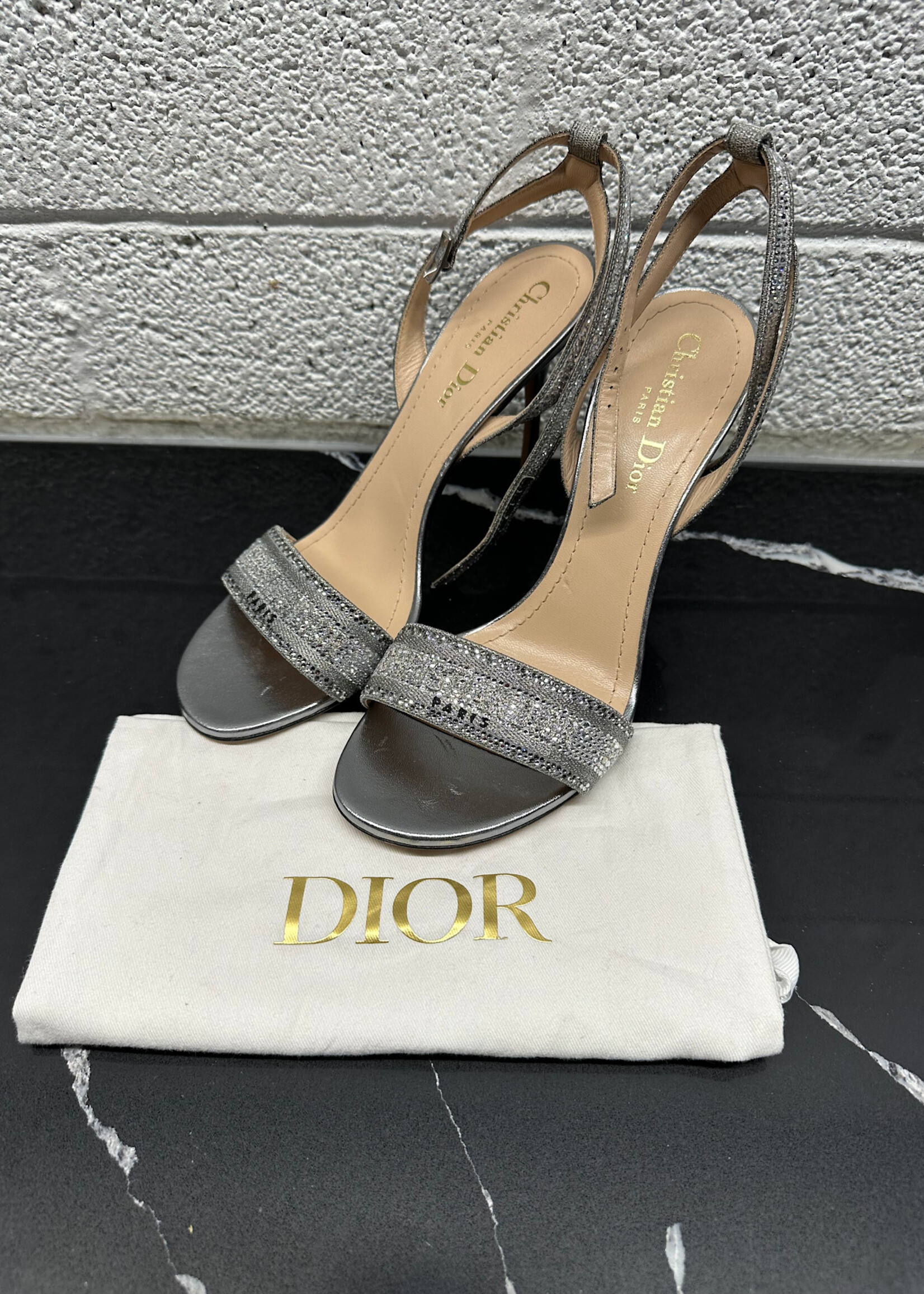 Christian Dior Silver Dway Heels 8