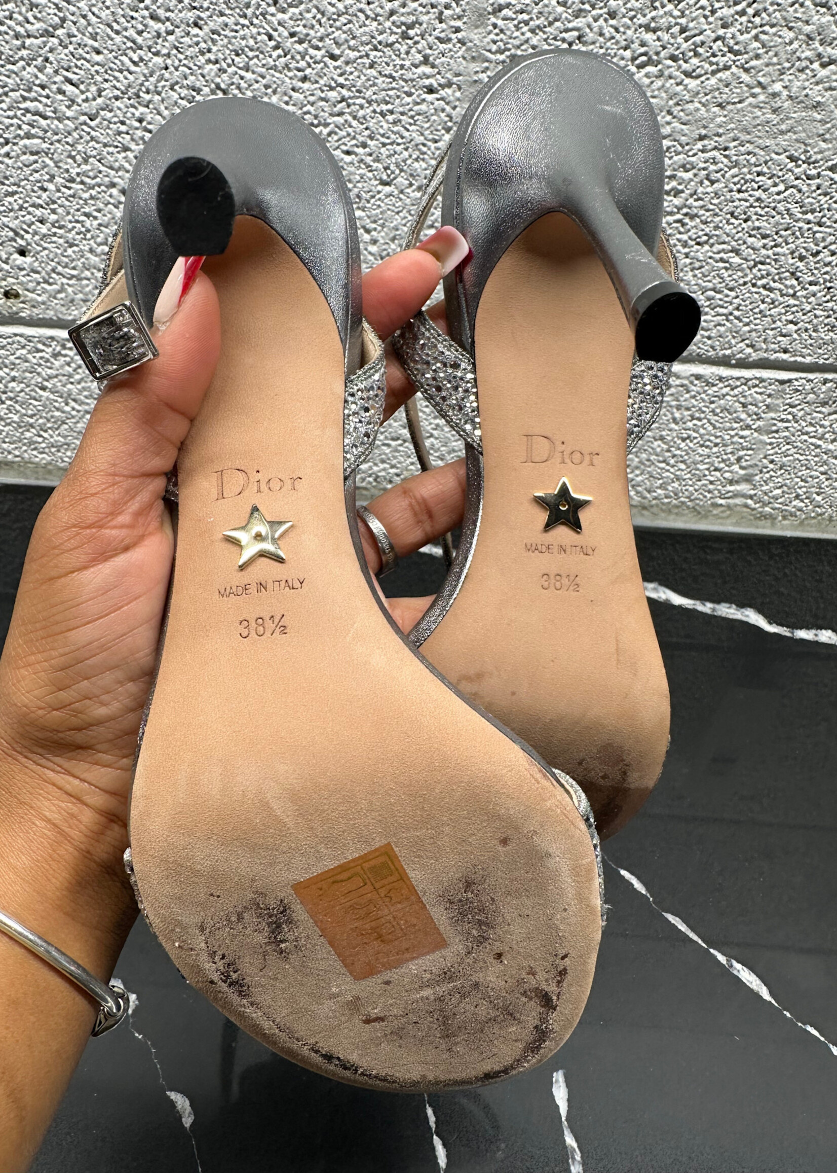 Christian Dior Silver Dway Heels 8