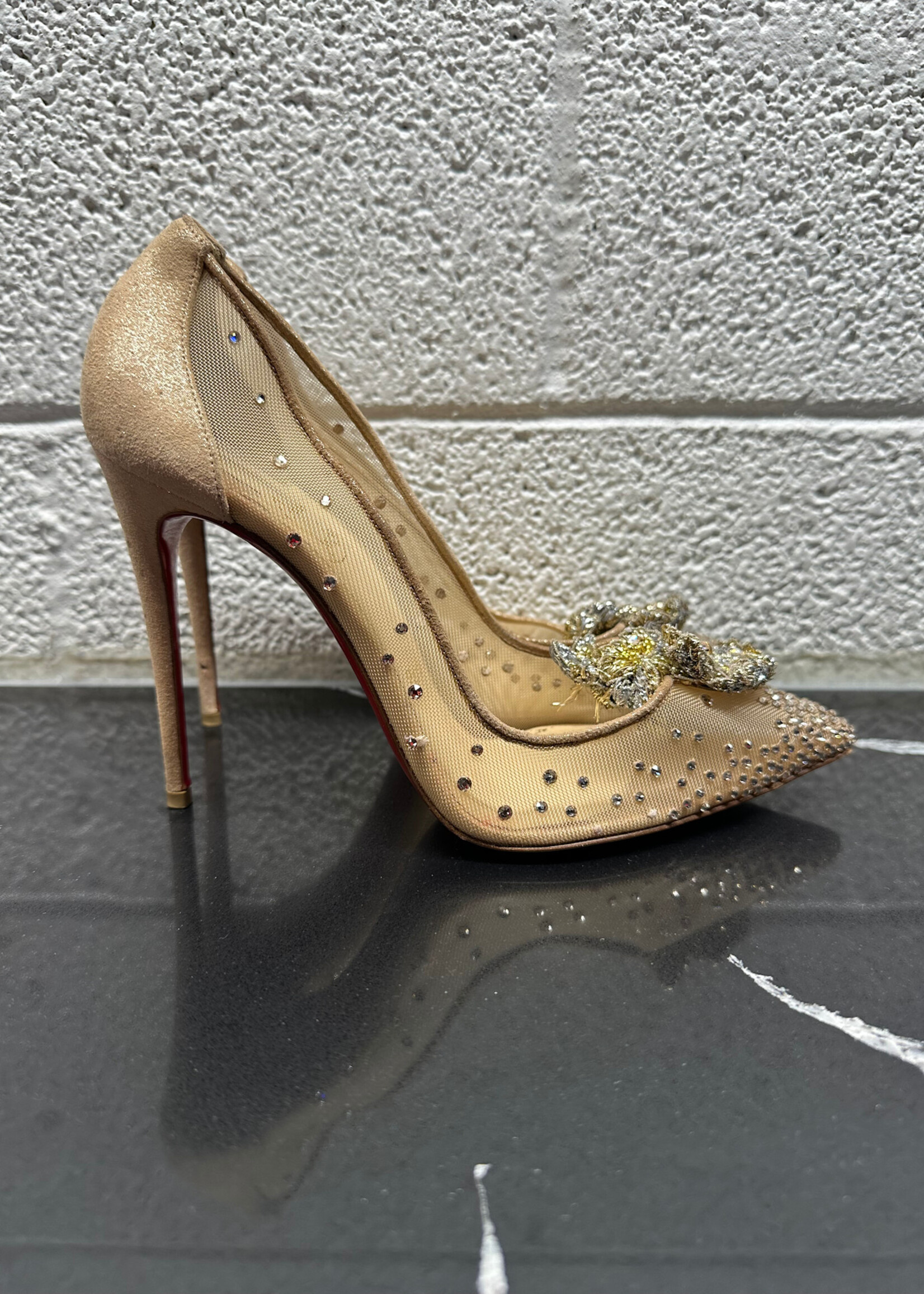 Christian Louboutin Nude Crystal Heels 8 As Is