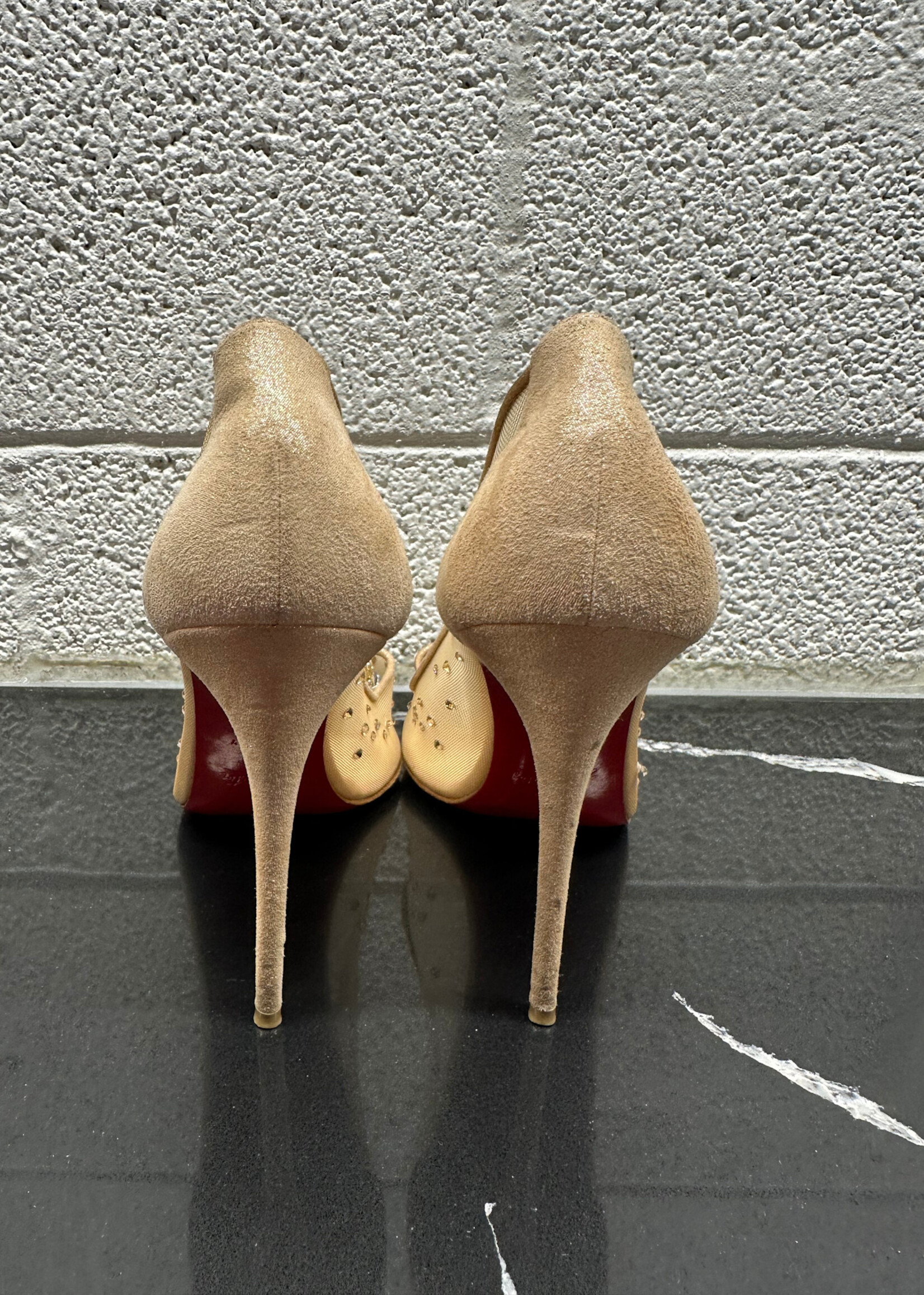 Christian Louboutin Nude Crystal Heels 8 As Is