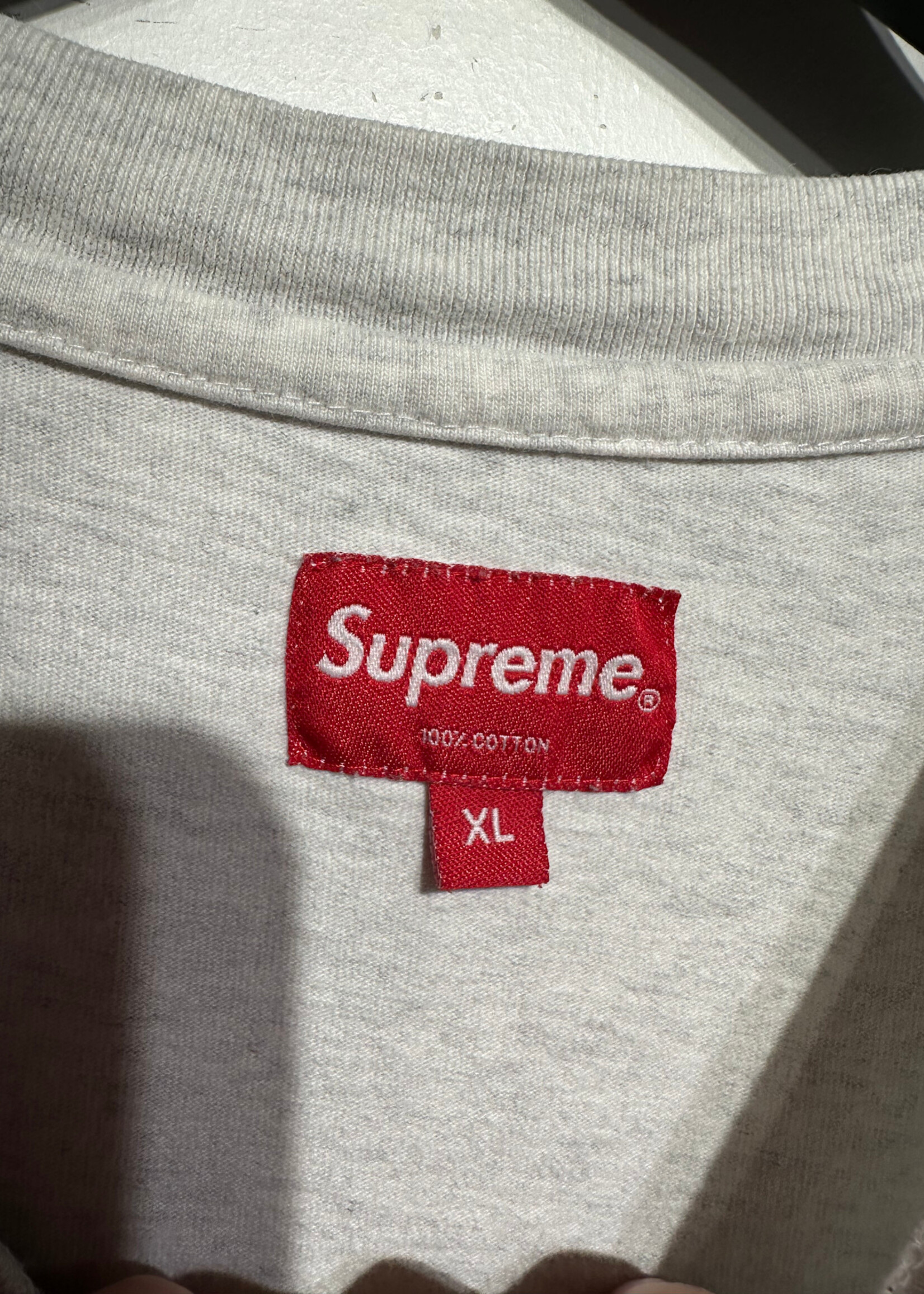 Supreme Heathered Gray Studded Logo LS XL As Is