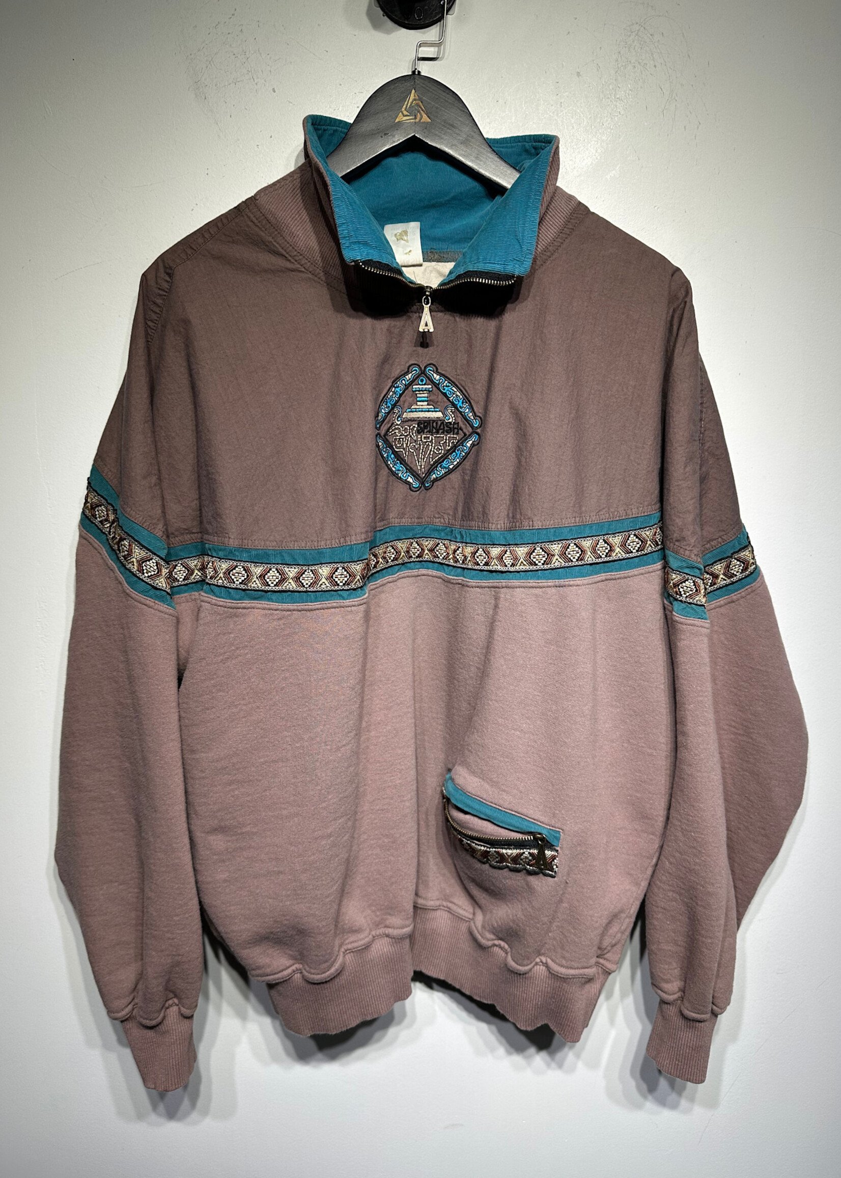 Spinash Vintage Mauve/Teal 1/4 Zip As Is L