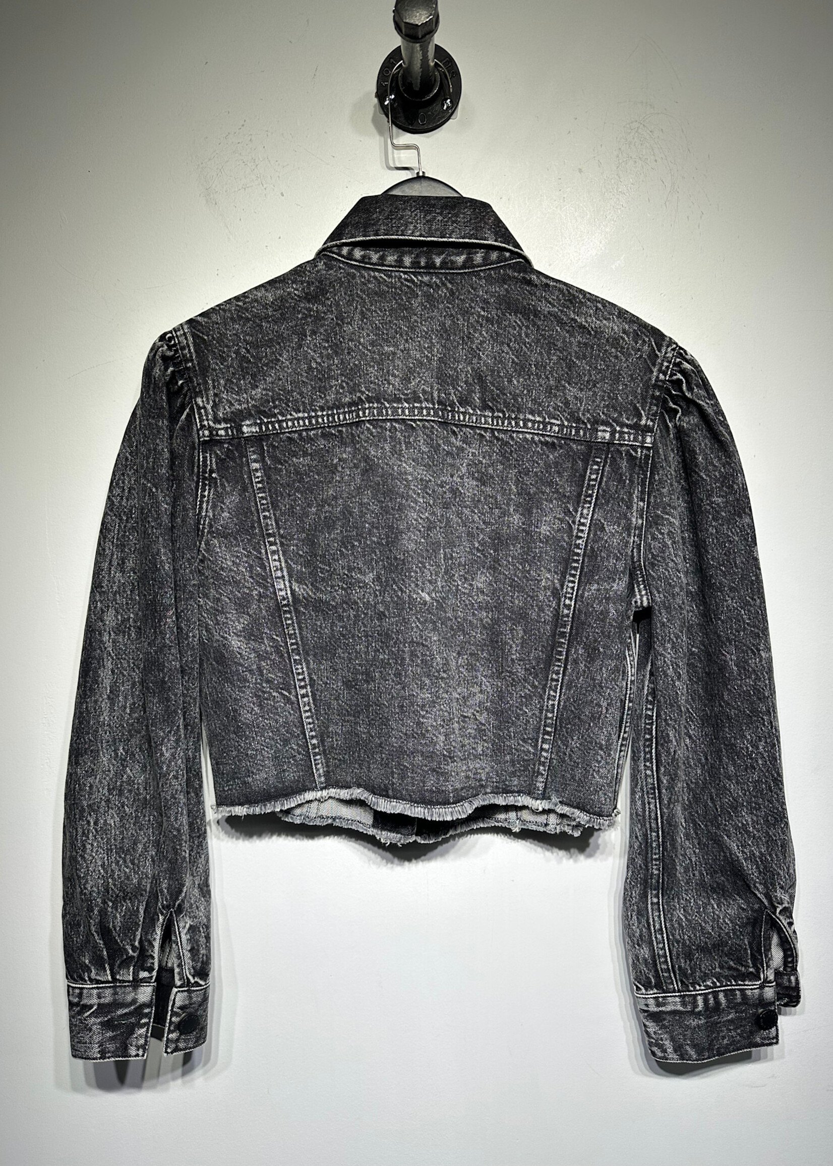 Alice + Olivia Black Wash Crop Denim Jacket XS