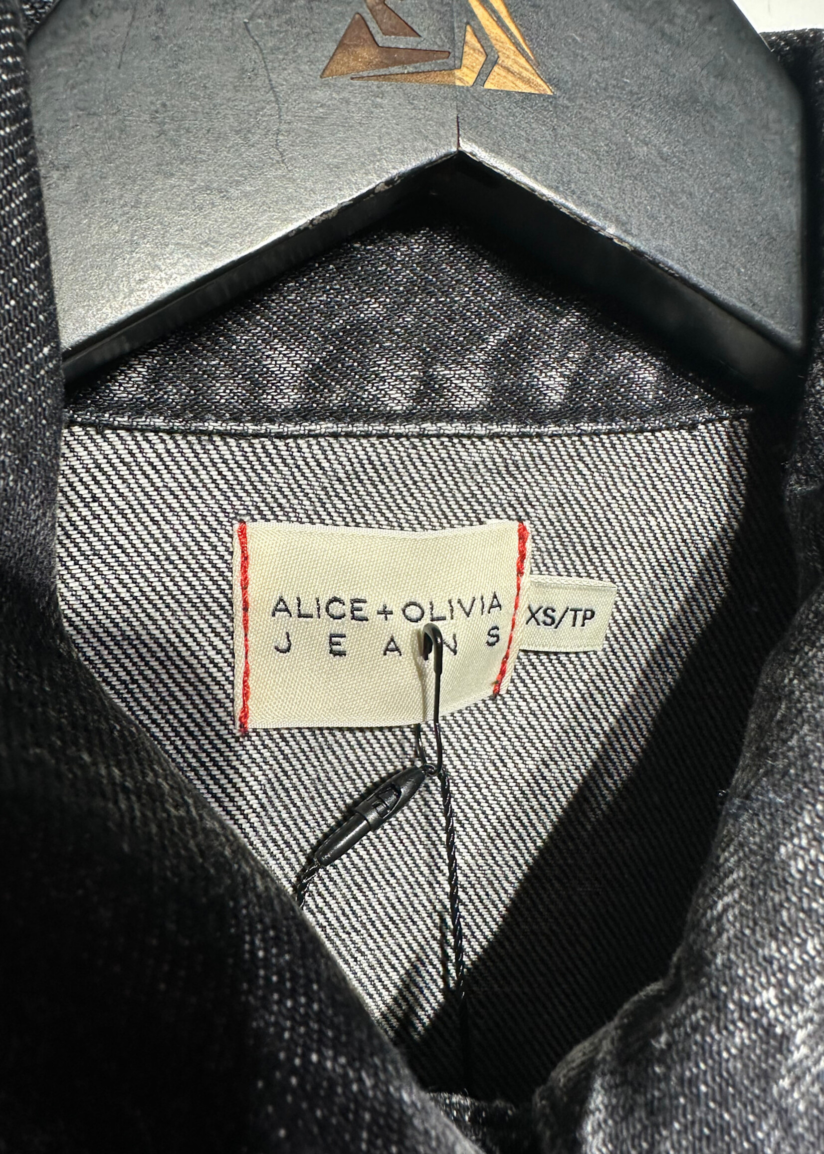 Alice + Olivia Black Wash Crop Denim Jacket XS