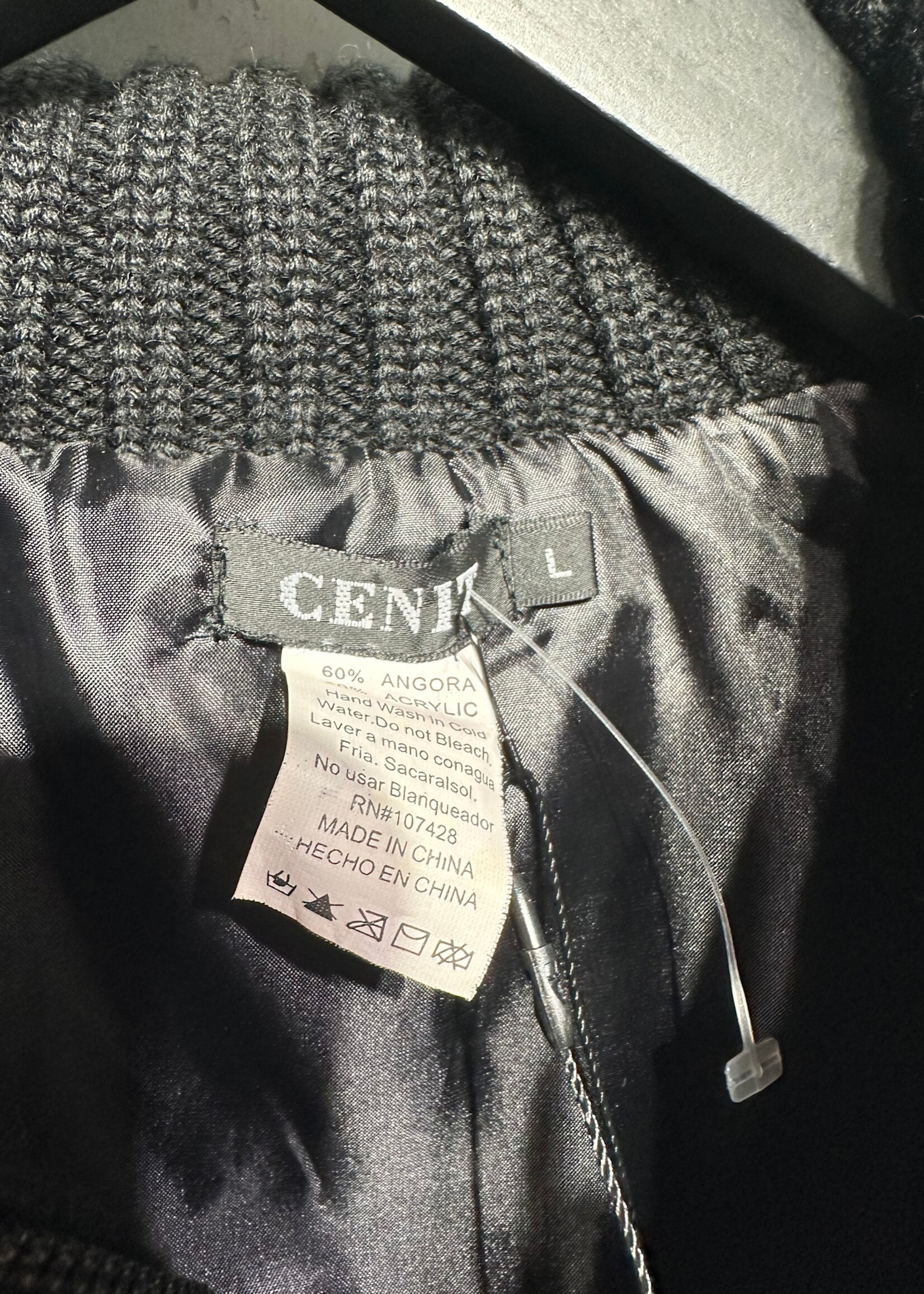 Cenit Rabbit Fur Y2K Black Vest Fem L