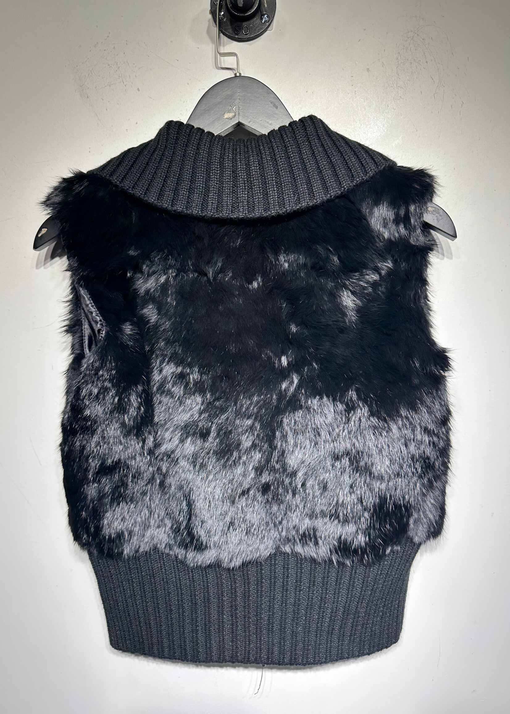 Cenit Rabbit Fur Y2K Black Vest Fem L