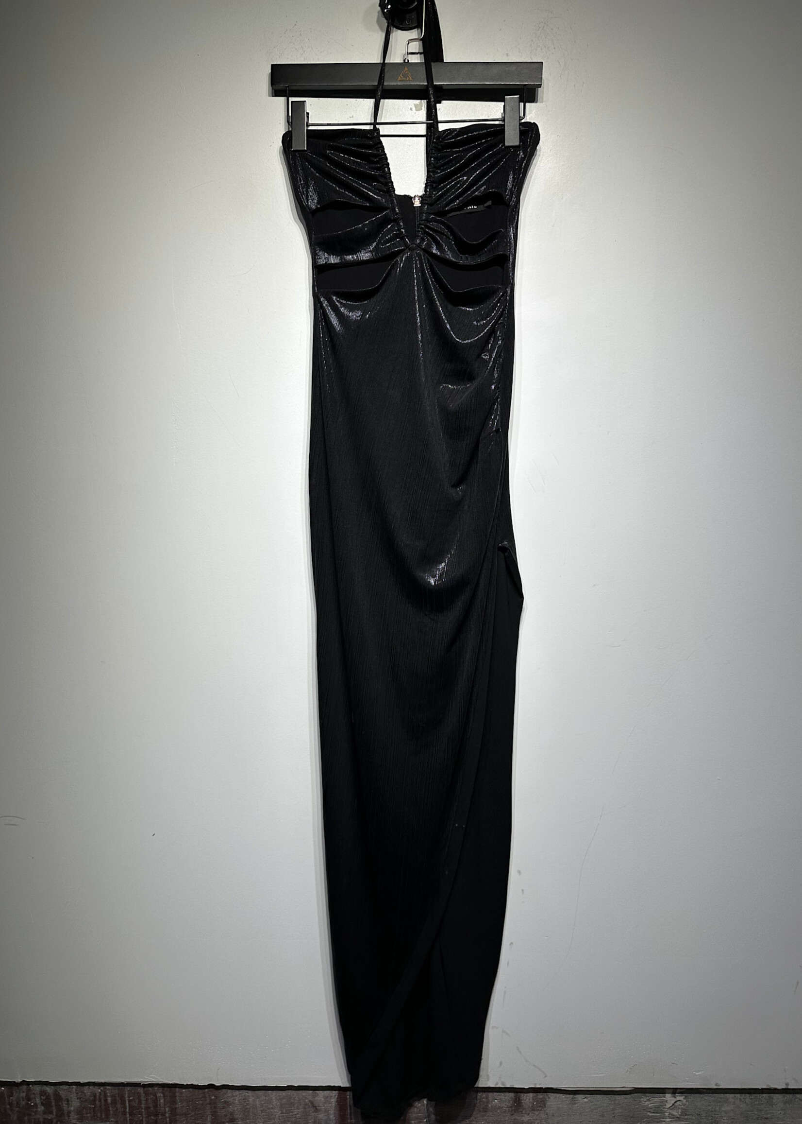 Nookie Black Shimmer Cutout Maxi Dress S