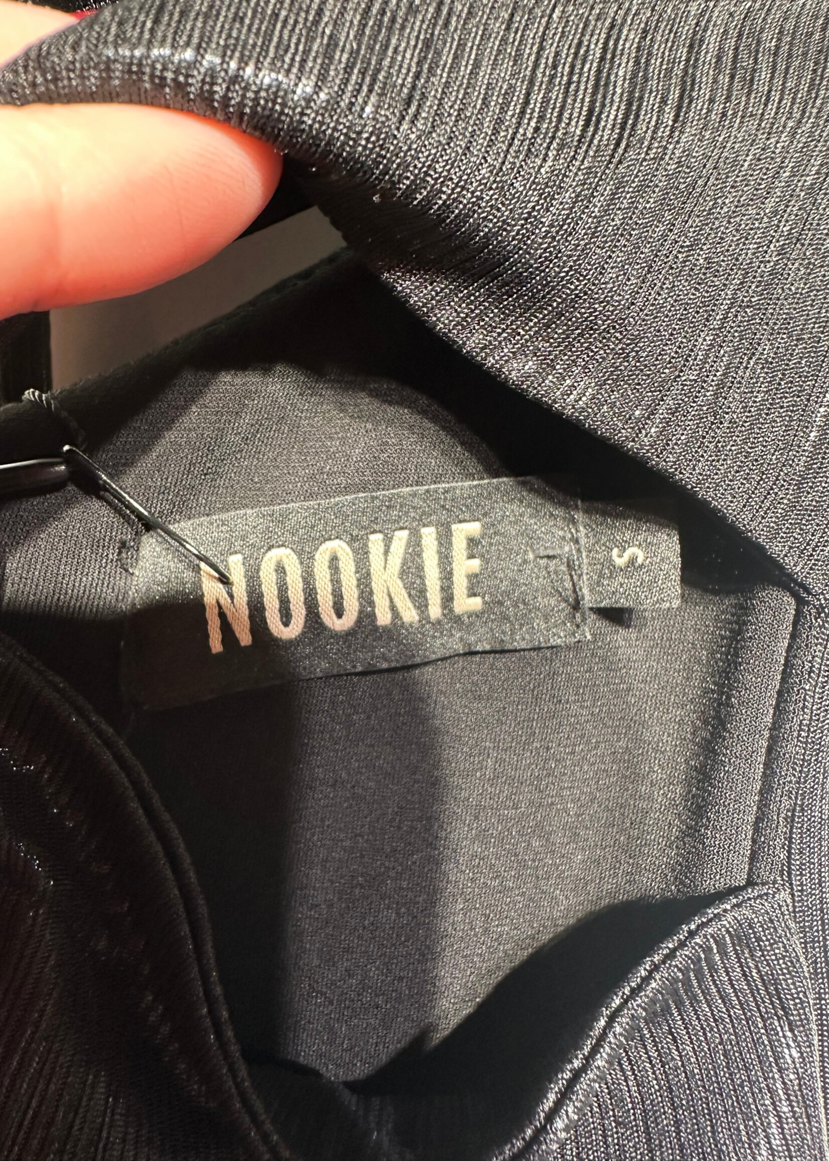 Nookie Black Shimmer Cutout Maxi Dress S