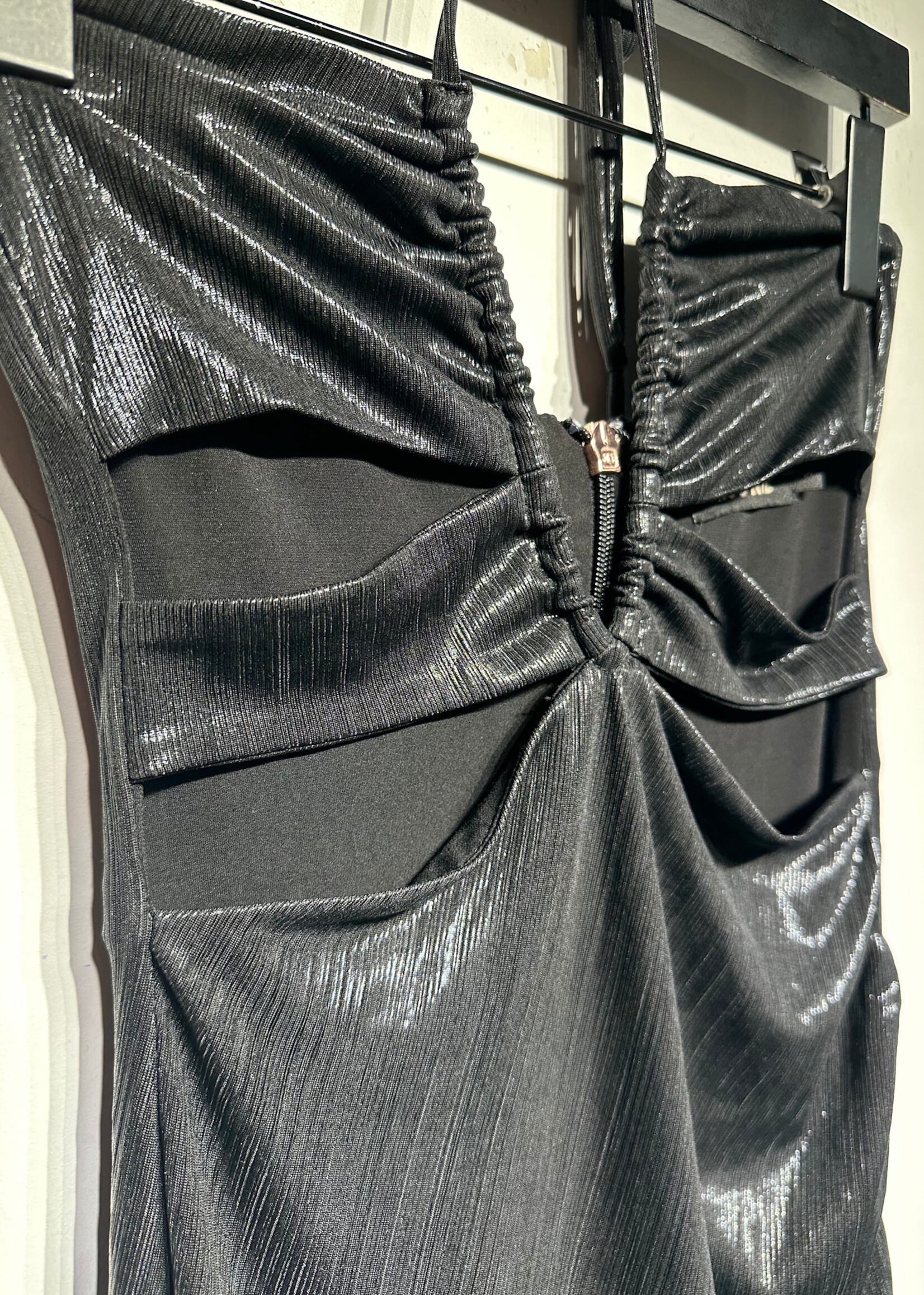 Nookie Black Shimmer Cutout Maxi Dress S