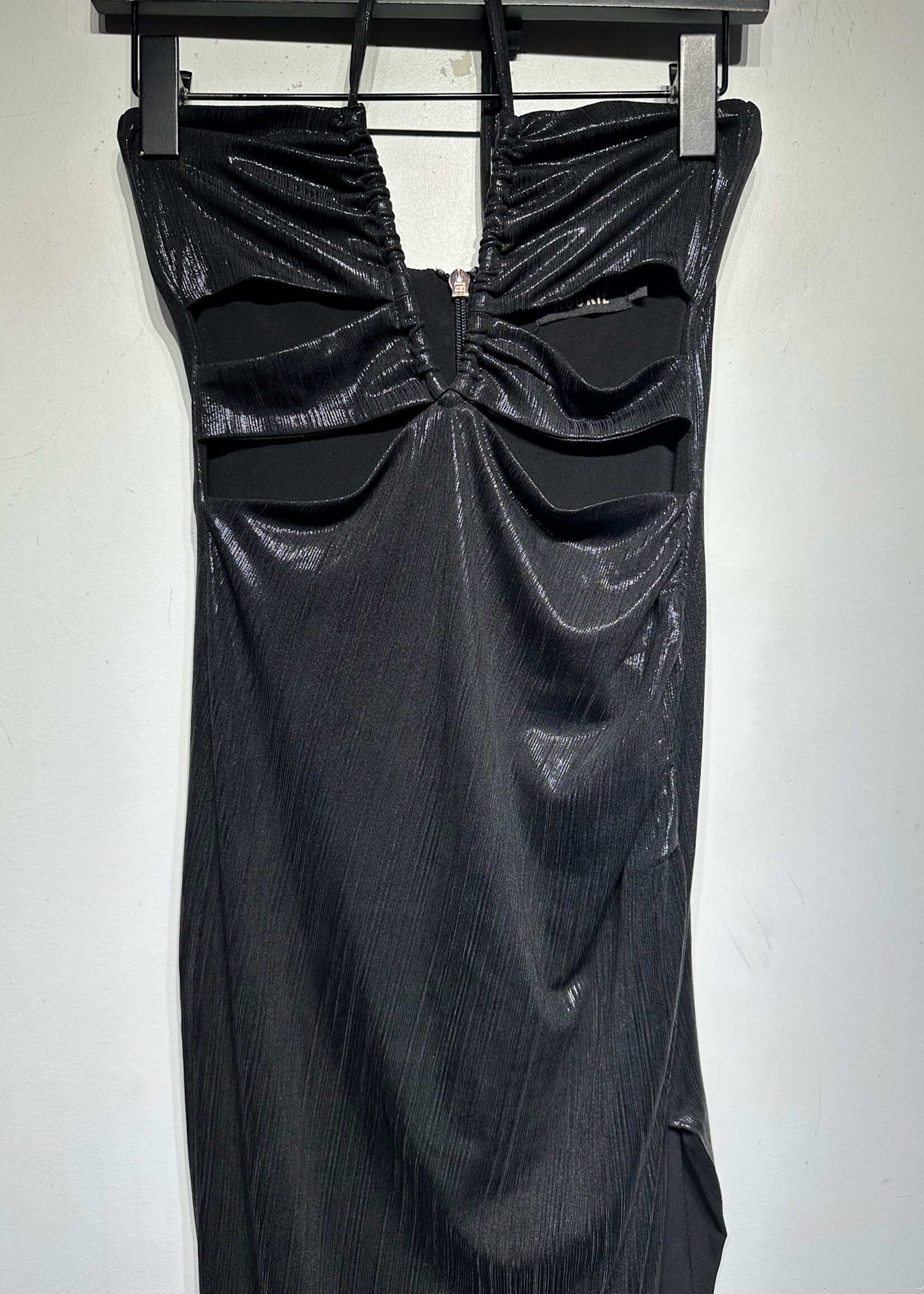 Nookie Black Shimmer Cutout Maxi Dress S