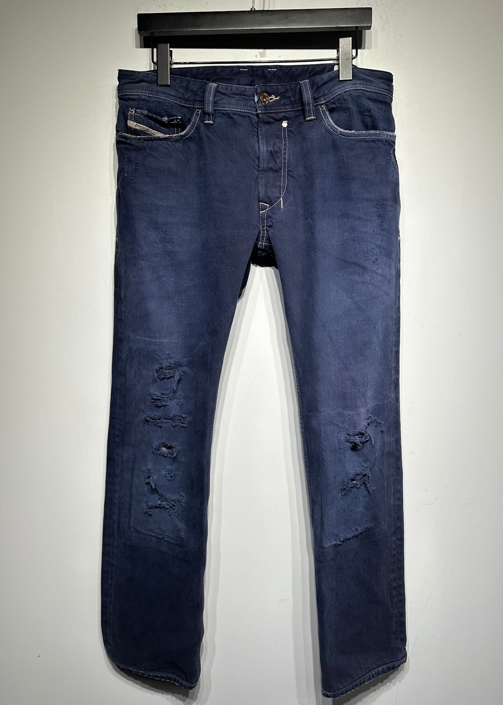 Diesel Safado Straight Blue Distressed Jeans 31