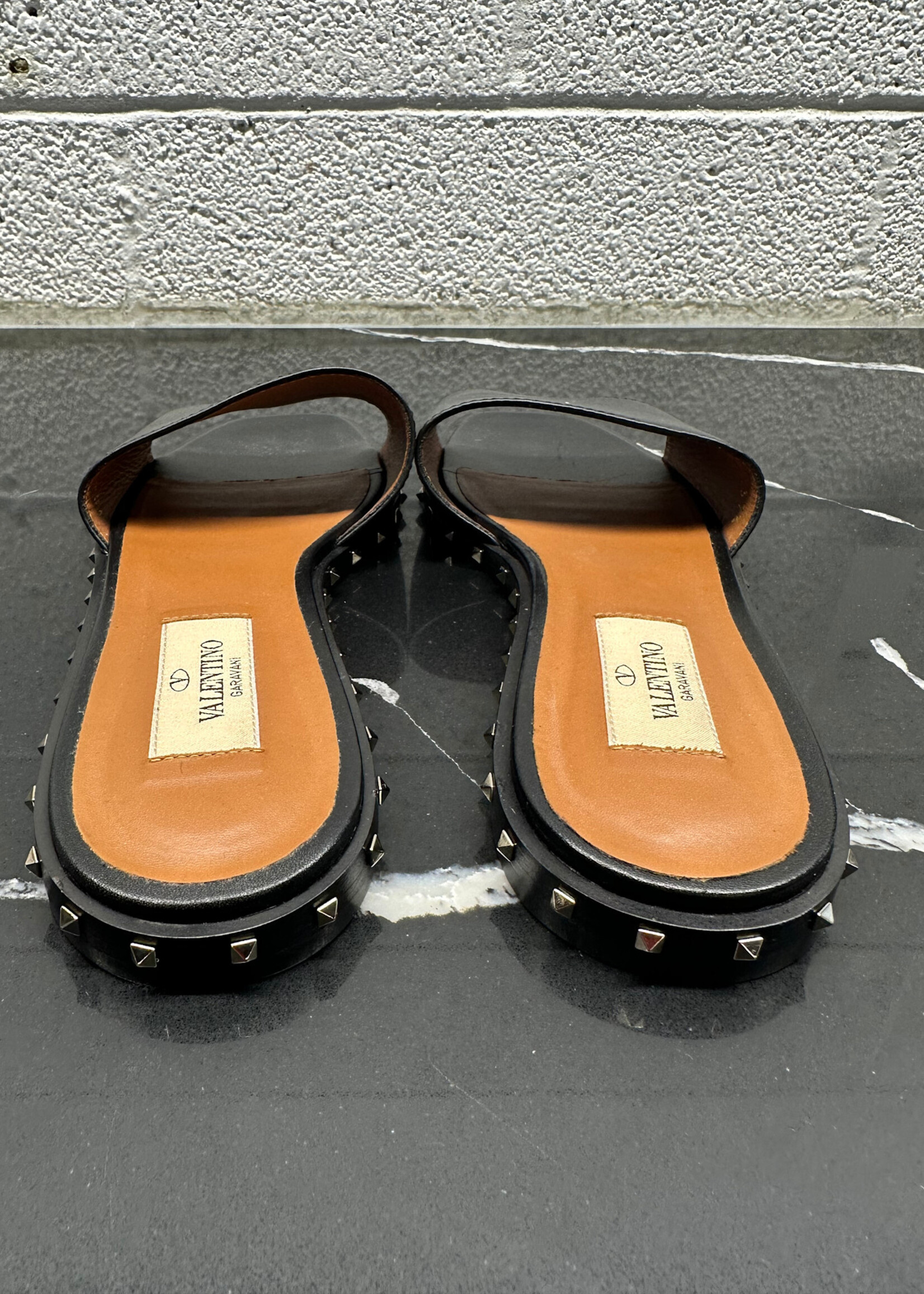 Valentino Black Leather Stud Flats 37.5/7