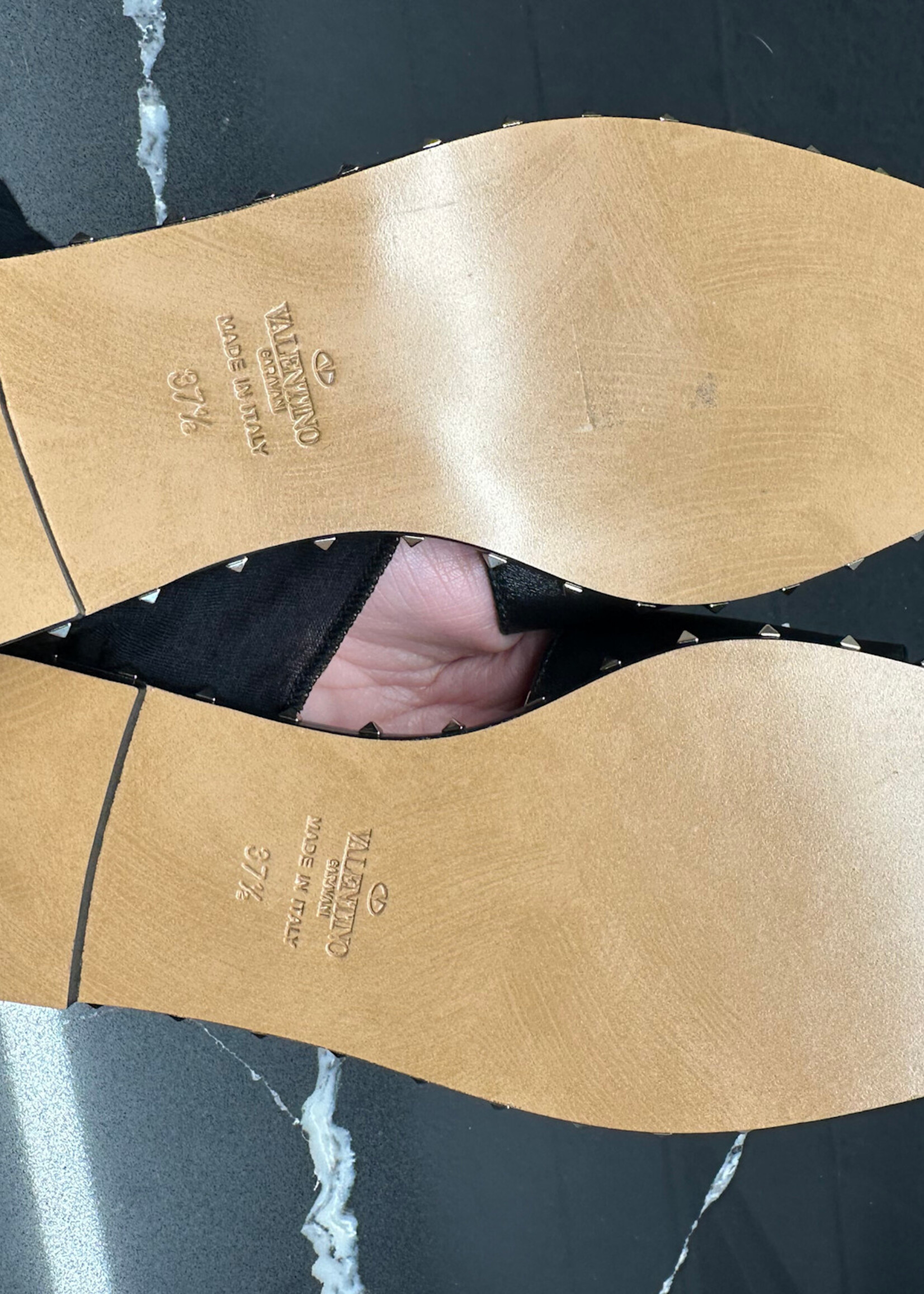 Valentino Black Leather Stud Flats 37.5/7