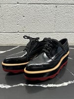 Prada Black Leather Platform Loafers Fem 6.5