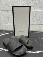 Gucci Black on Black Rubber Slides 35/5