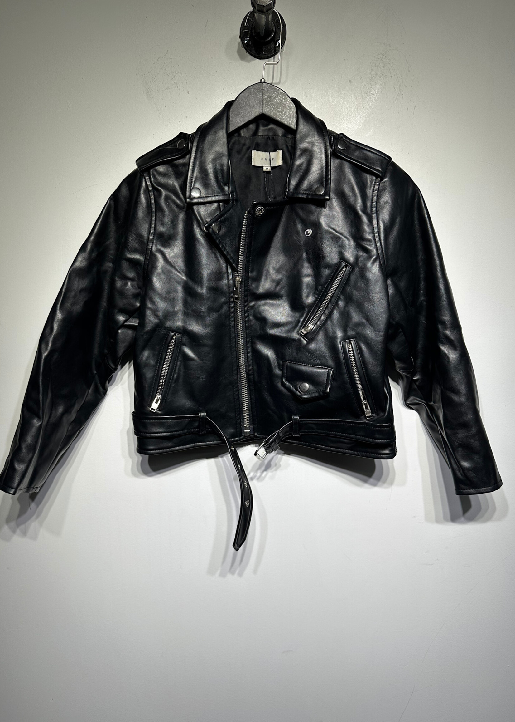 Unif Black Faux Leather Biker Jacket M