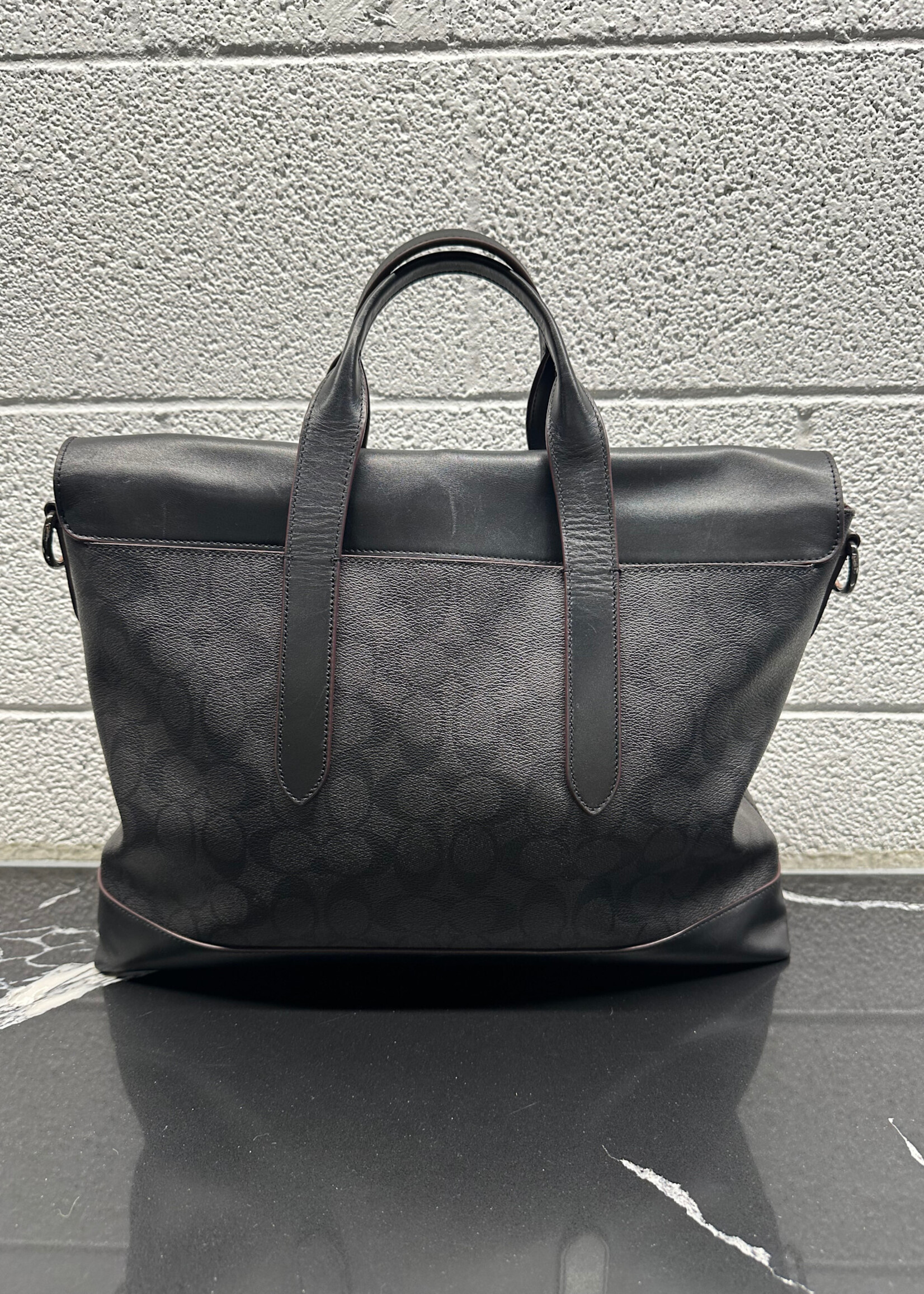 Coach Black Monogam Leather Satchel OS