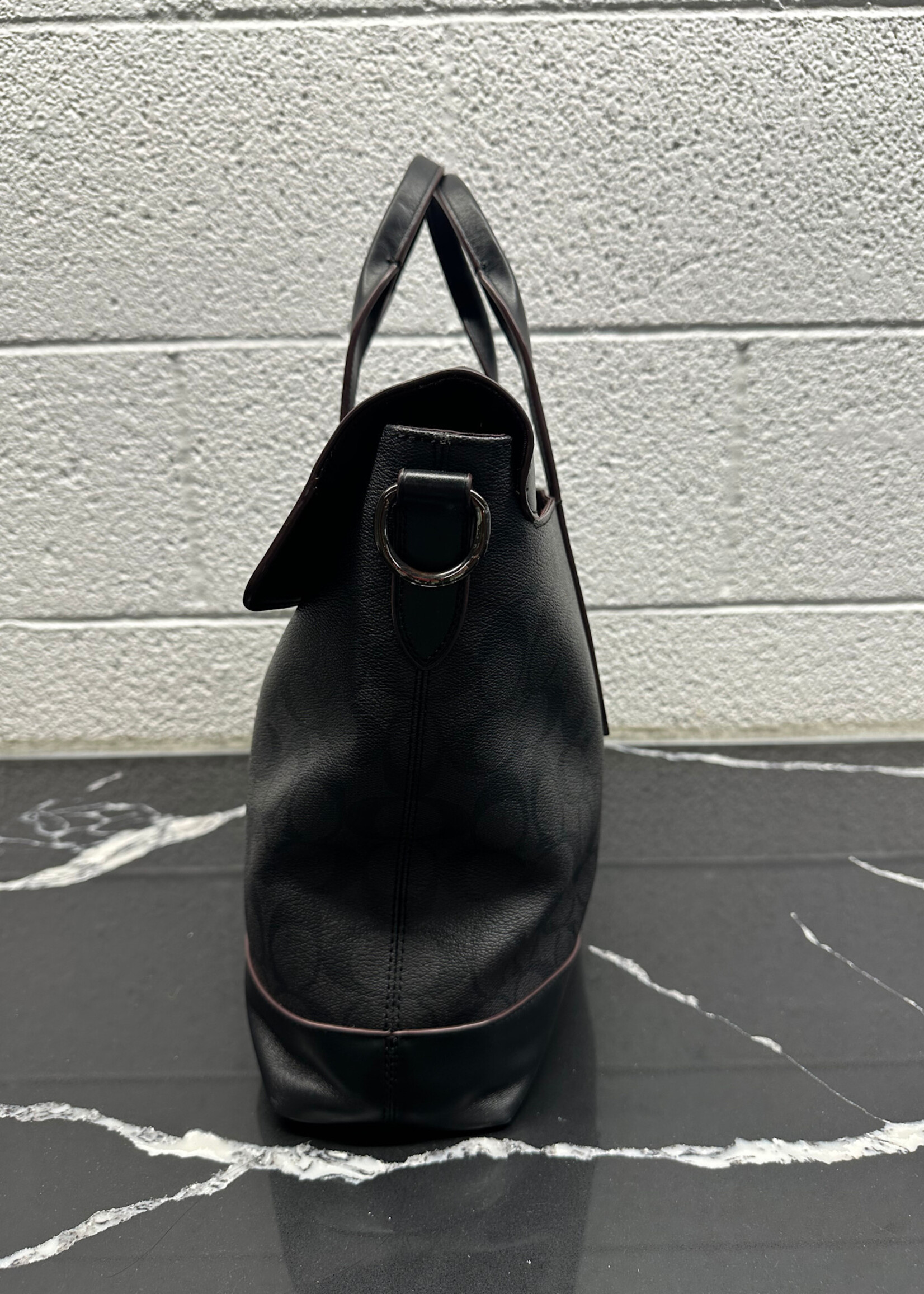 Coach Black Monogam Leather Satchel OS