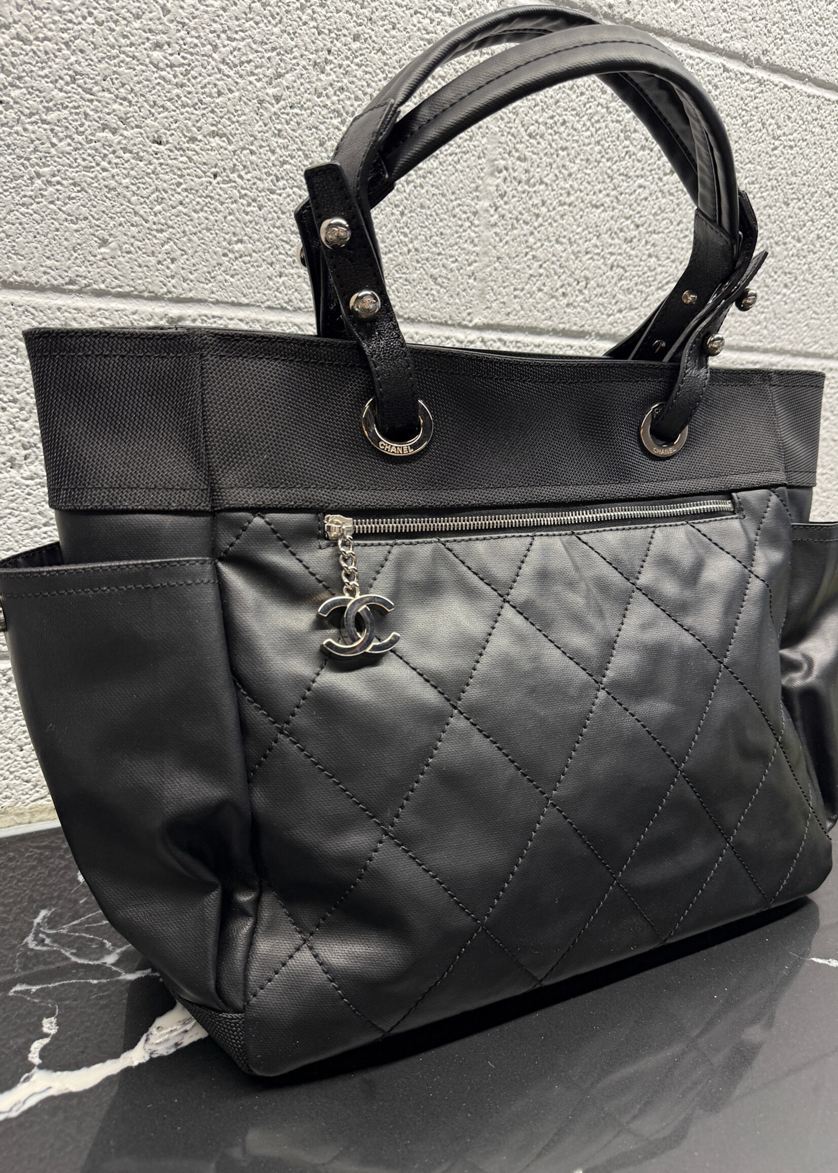 Chanel Coated Canvas Quilted 'Paris Biarritz' Tote