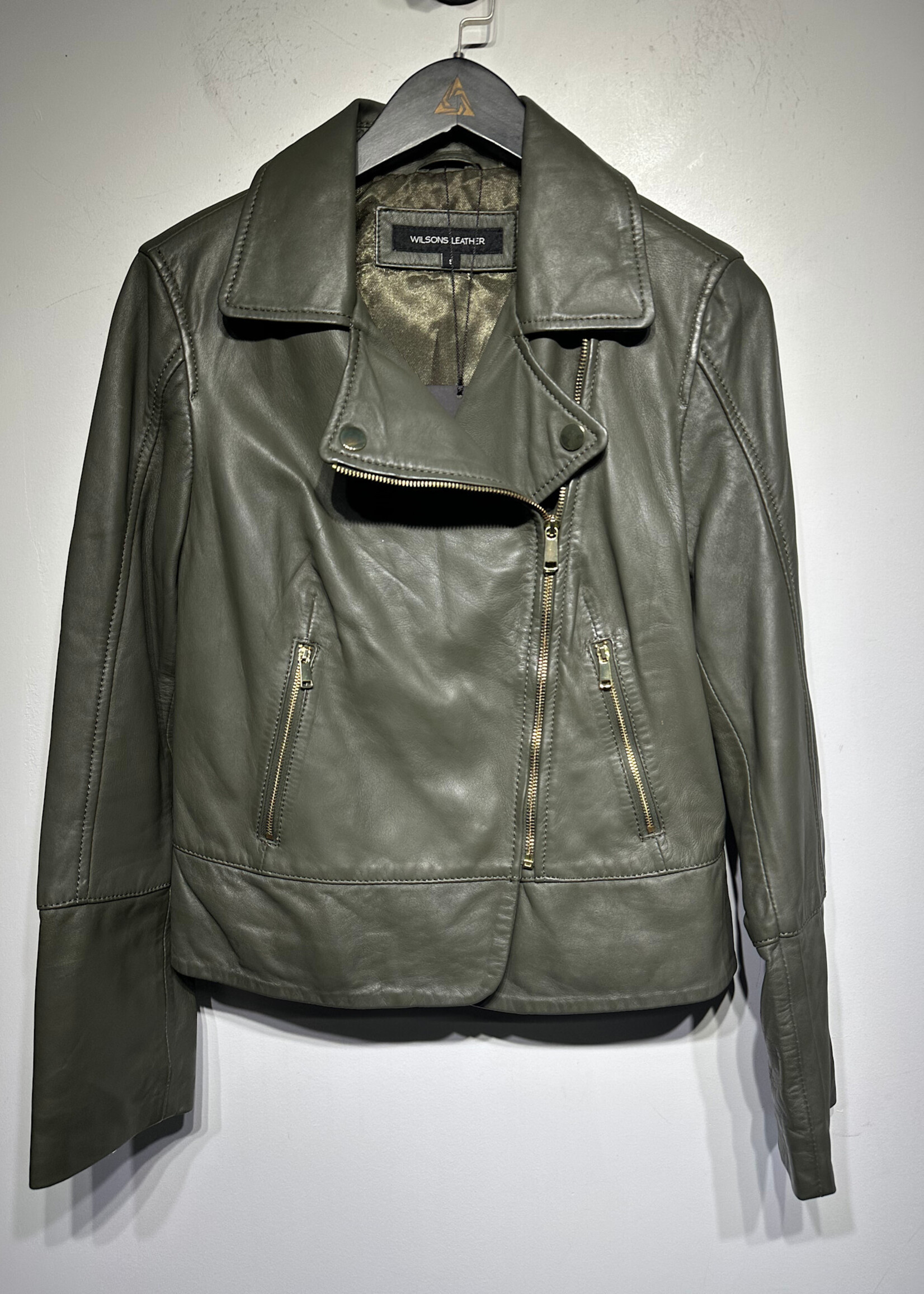 WILSONS LEATHER OLIVE MOTO JACKET