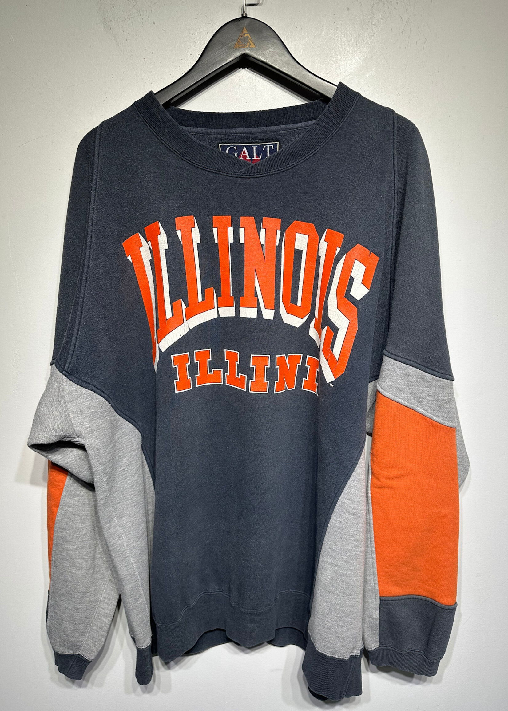 Illnois Black Orange Colorblock Sweater XL