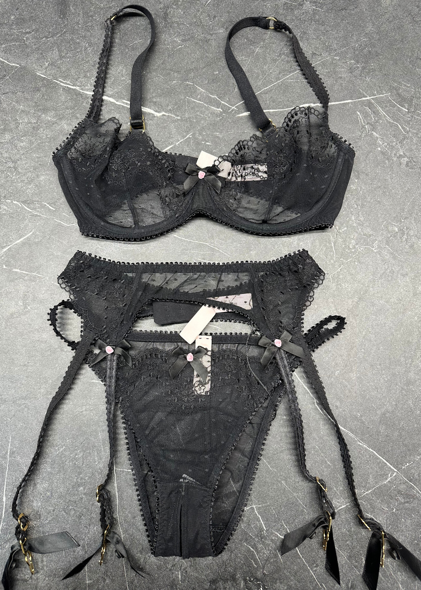 Agent Provocateur Black Lace 3 Piece Set S/32D