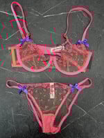 Agent Provocateur Pink Purple Sheer 2 Piece Set S/32C