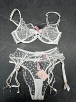 NWT Agent Provocateur White Sheer 3 Piece Set S/34C