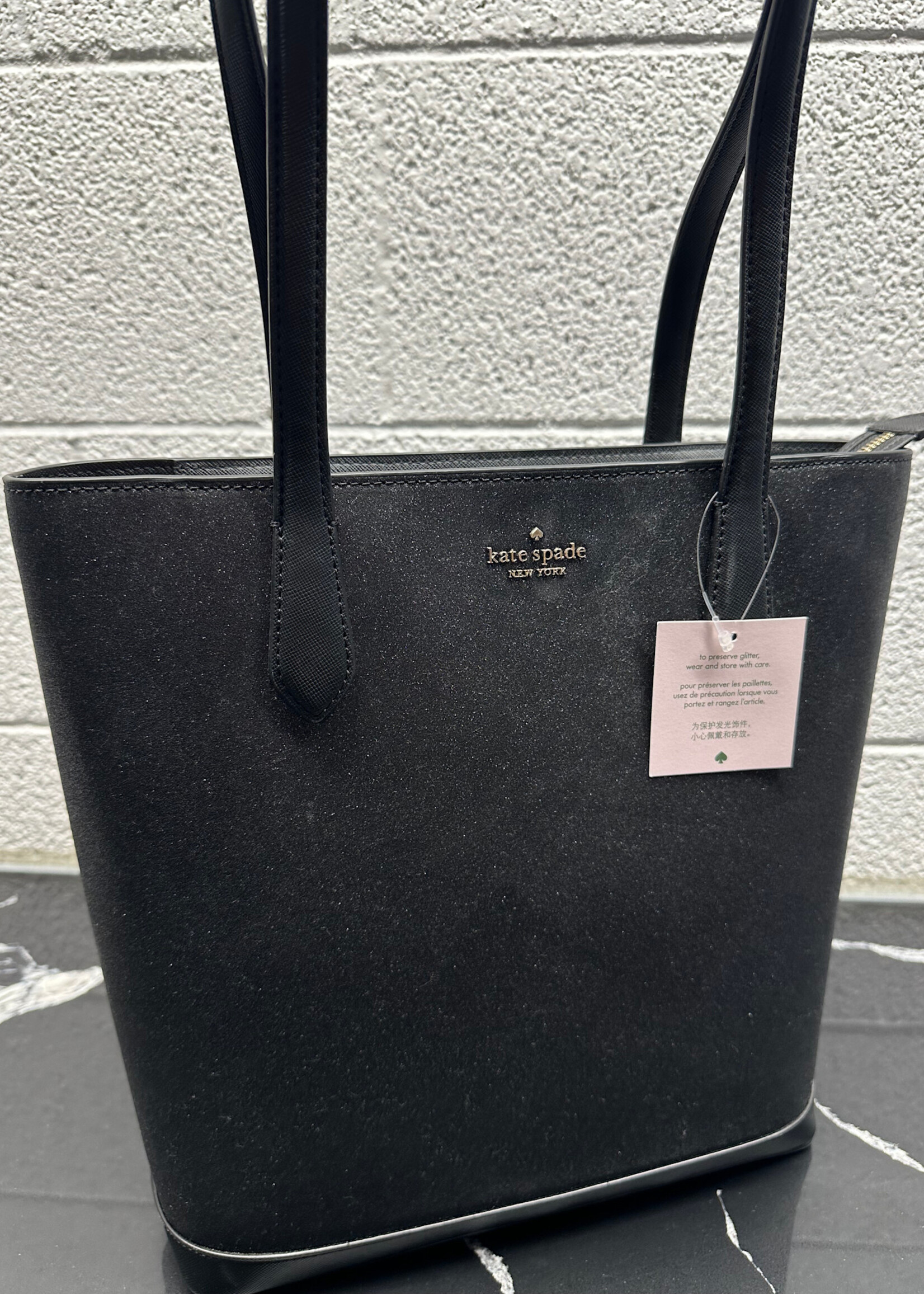 NWT KATE SPADE BLACK SPARKLE BAG OS