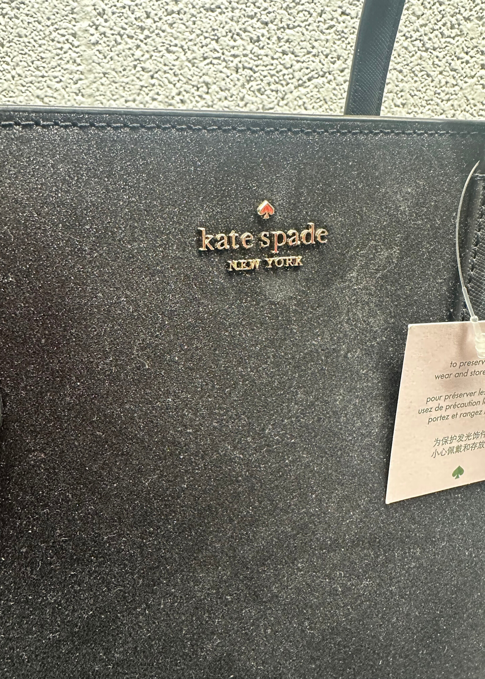 NWT KATE SPADE BLACK SPARKLE BAG OS