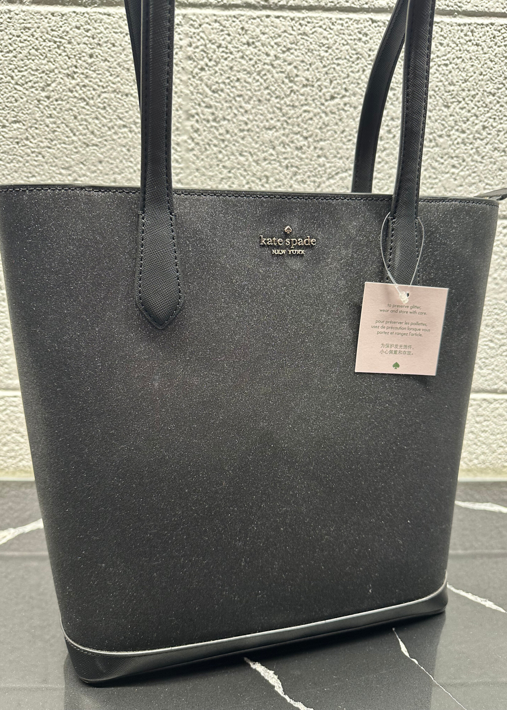 NWT KATE SPADE BLACK SPARKLE BAG OS