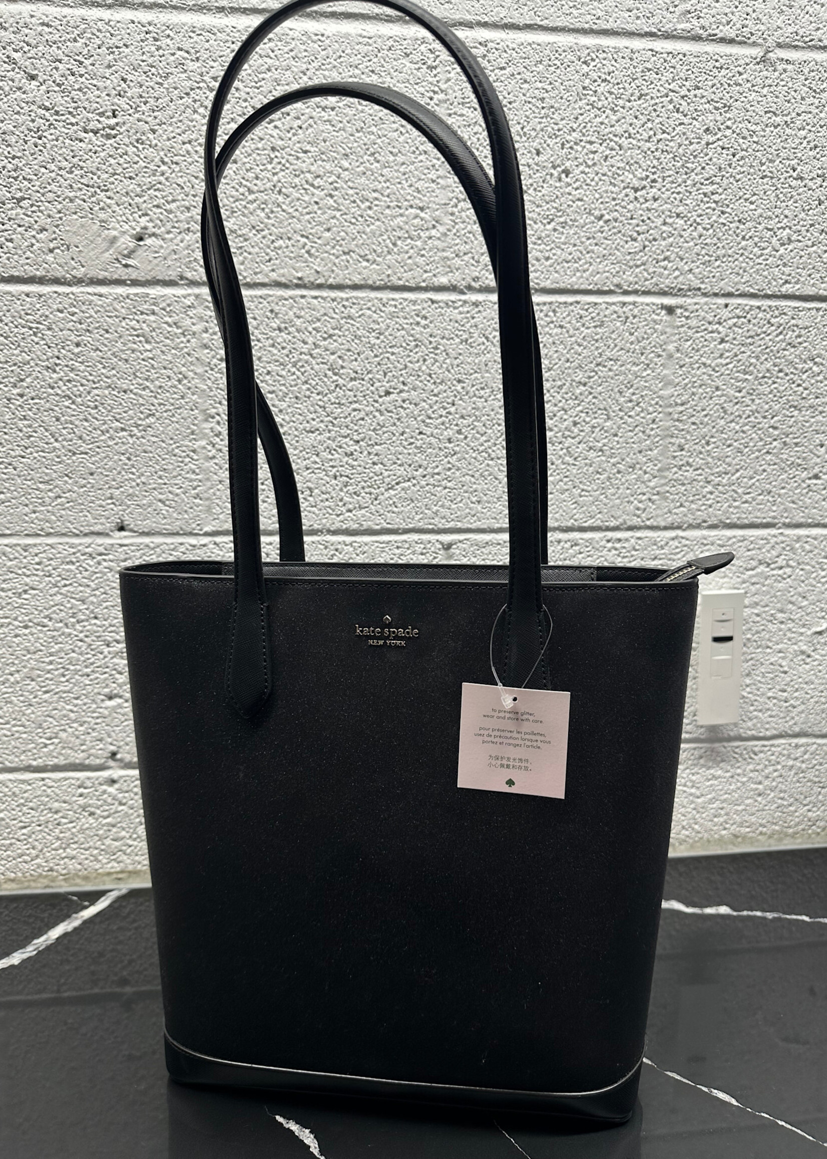 NWT KATE SPADE BLACK SPARKLE BAG OS