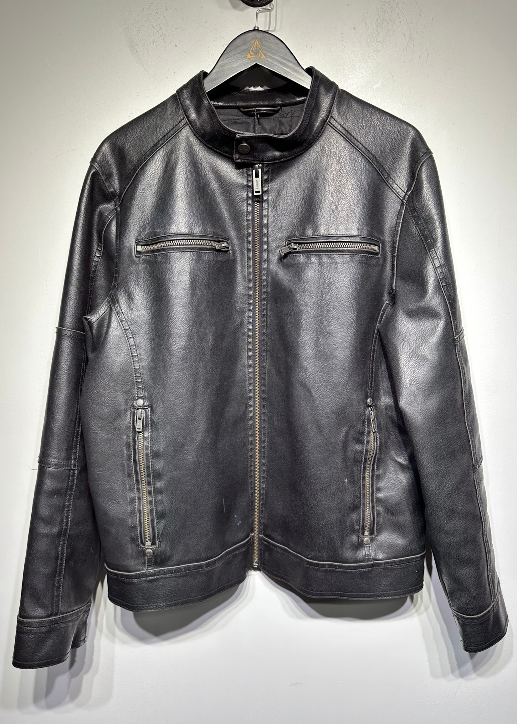 GUESS Y2K BLACK LEATHER JACKET AS IS M