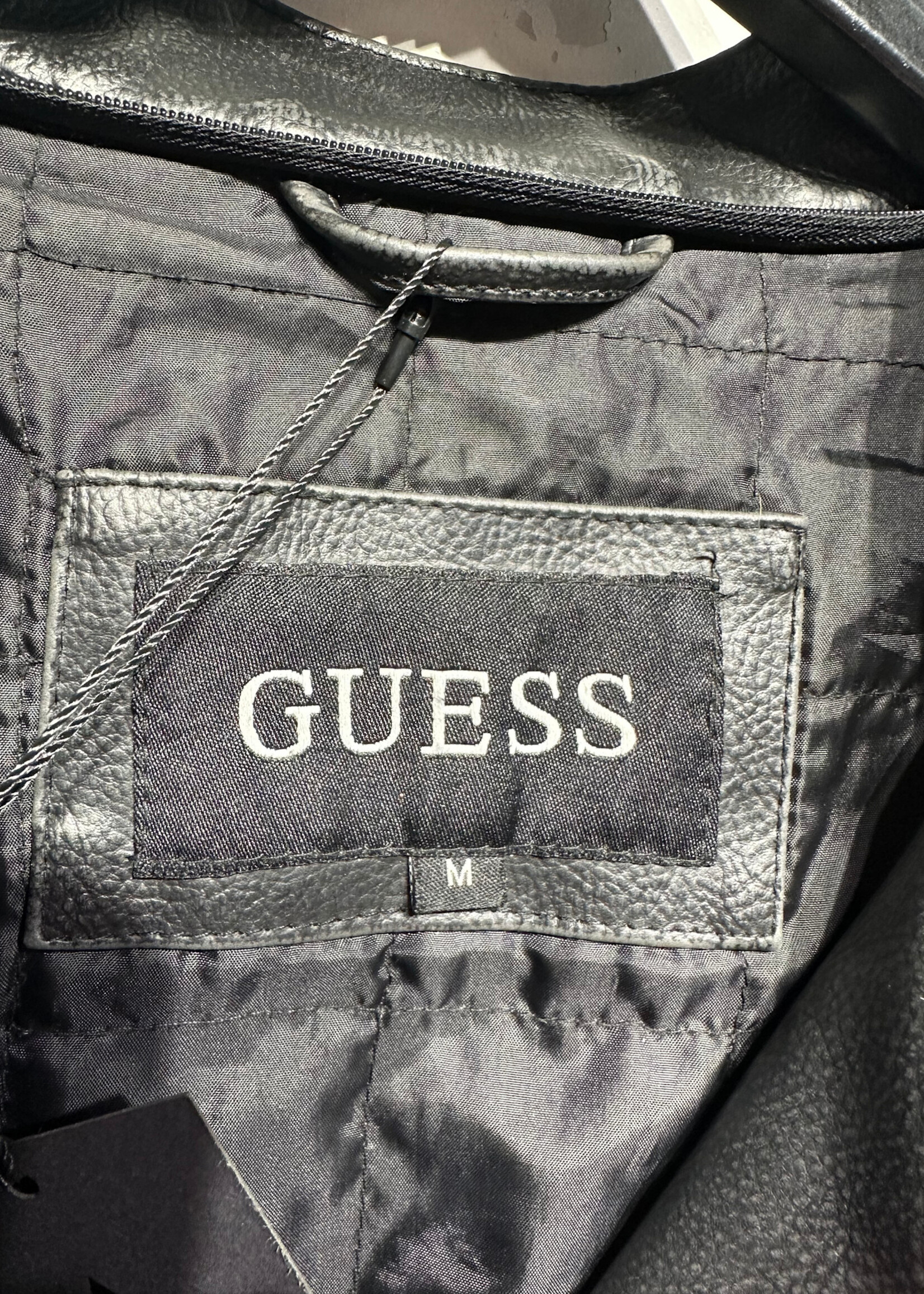 GUESS Y2K BLACK LEATHER JACKET AS IS M