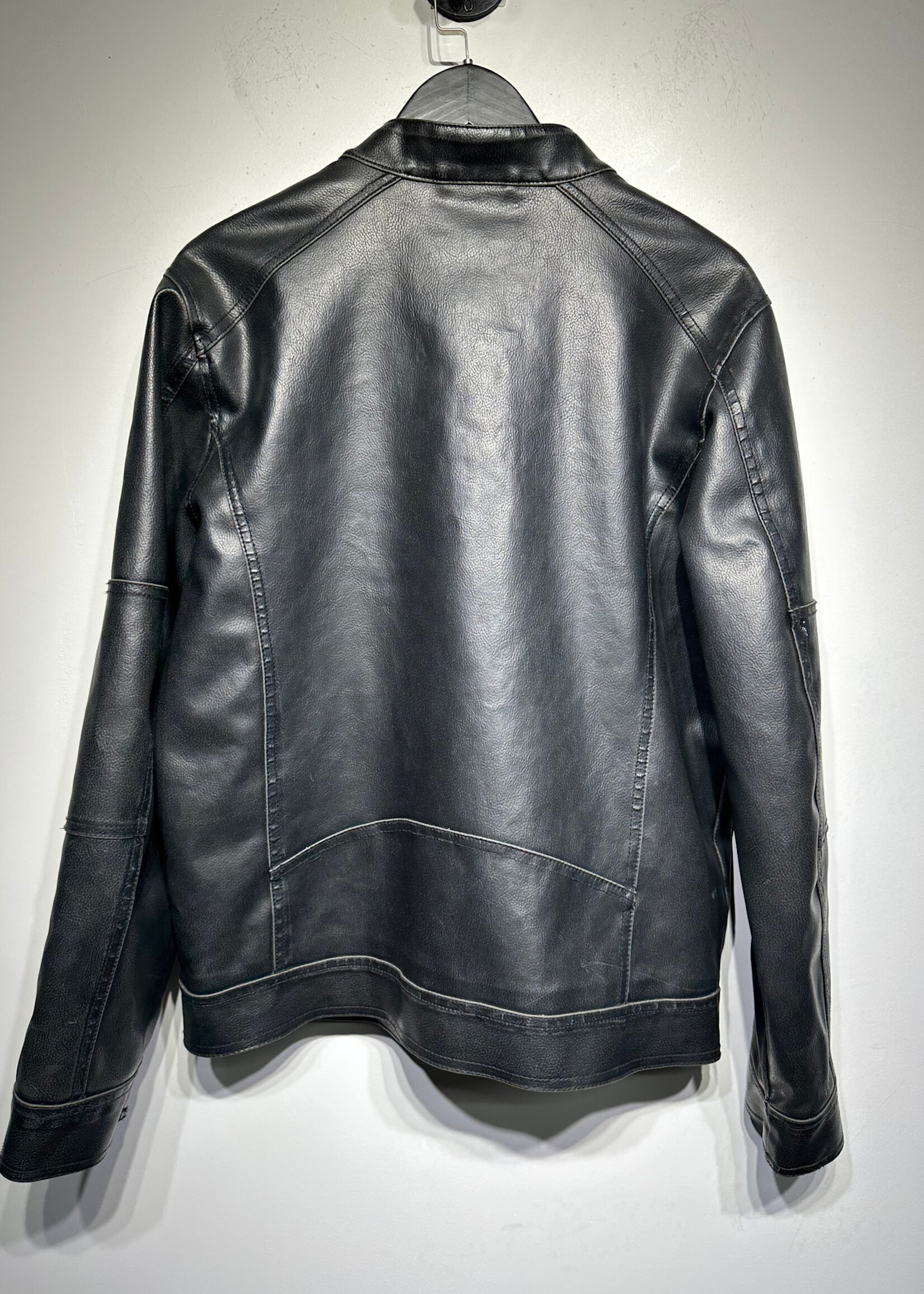 GUESS Y2K BLACK LEATHER JACKET AS IS M