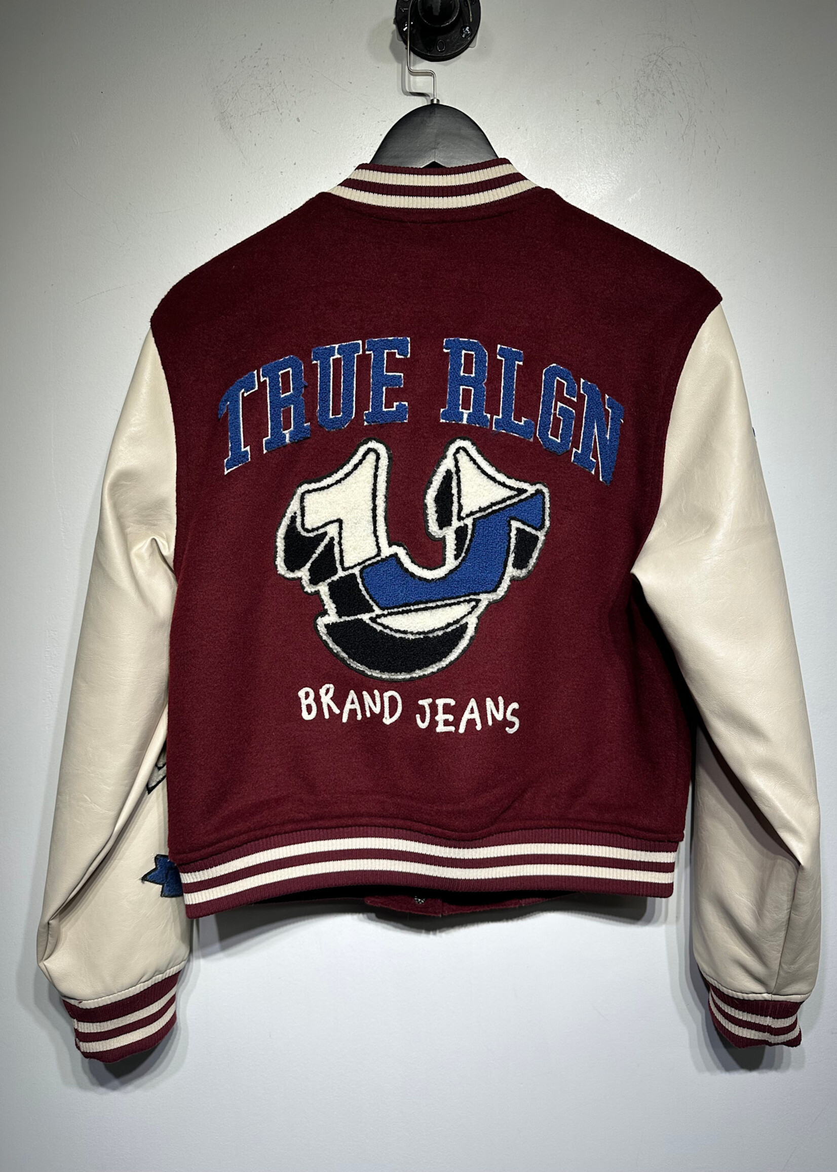 True Religion White Red Varsity Jacket Fem M