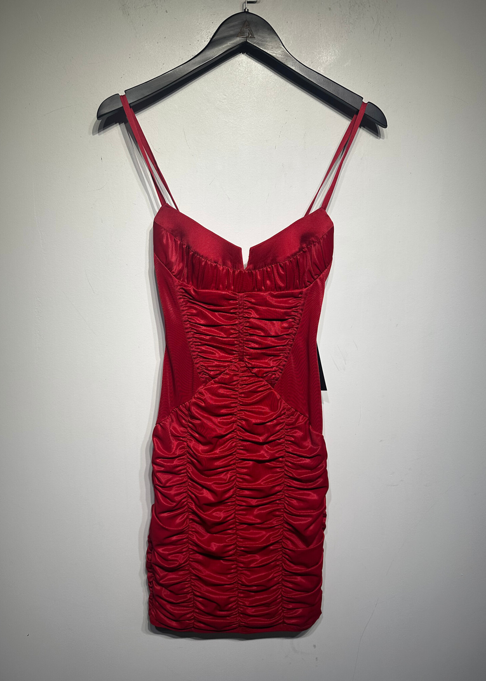 Bebe Y2K Red Ruched Dress XS