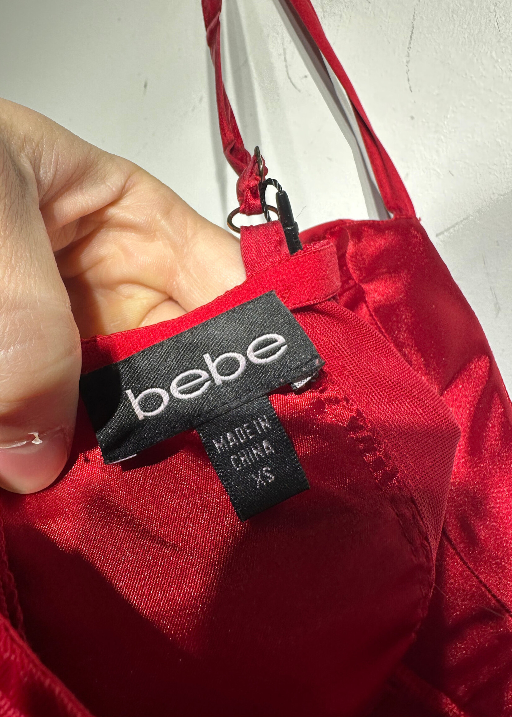 Bebe Y2K Red Ruched Dress XS