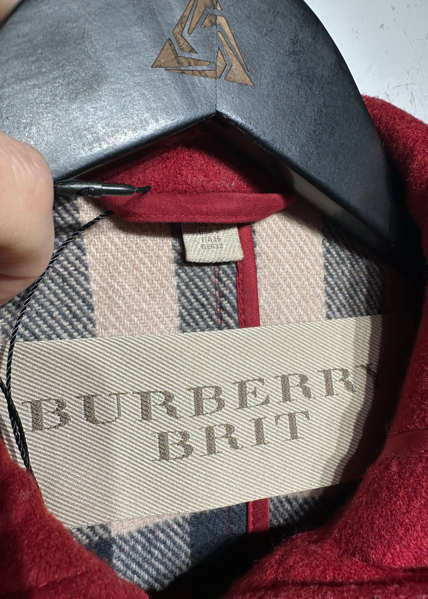 Burberry Brit Red  Zip Up Hooded Wool Coat Fem XS