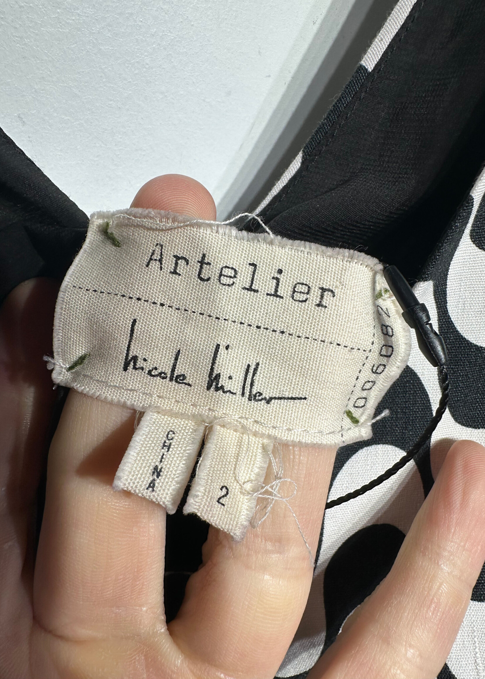 Artelier x Nicole Miller White Black Swirl Dress 2/Xs