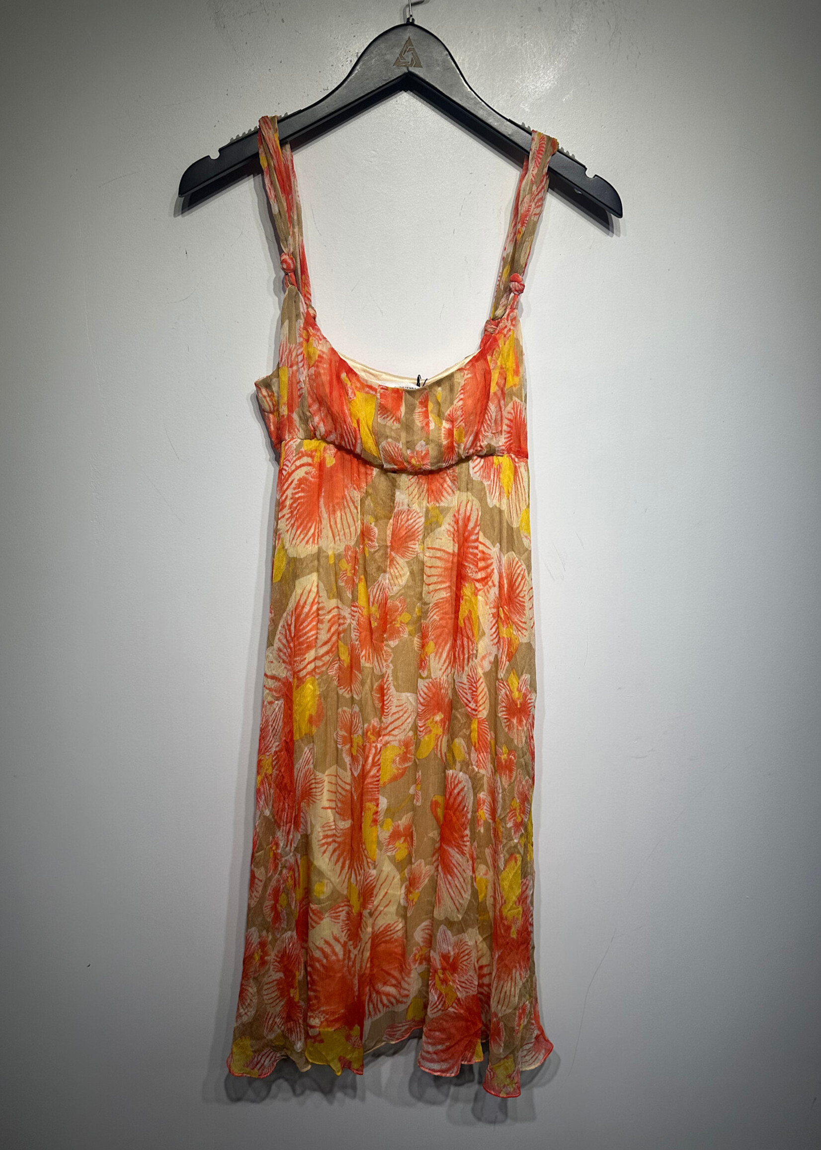Diane Von Furstenberg Tan Orange Silk Dress XS