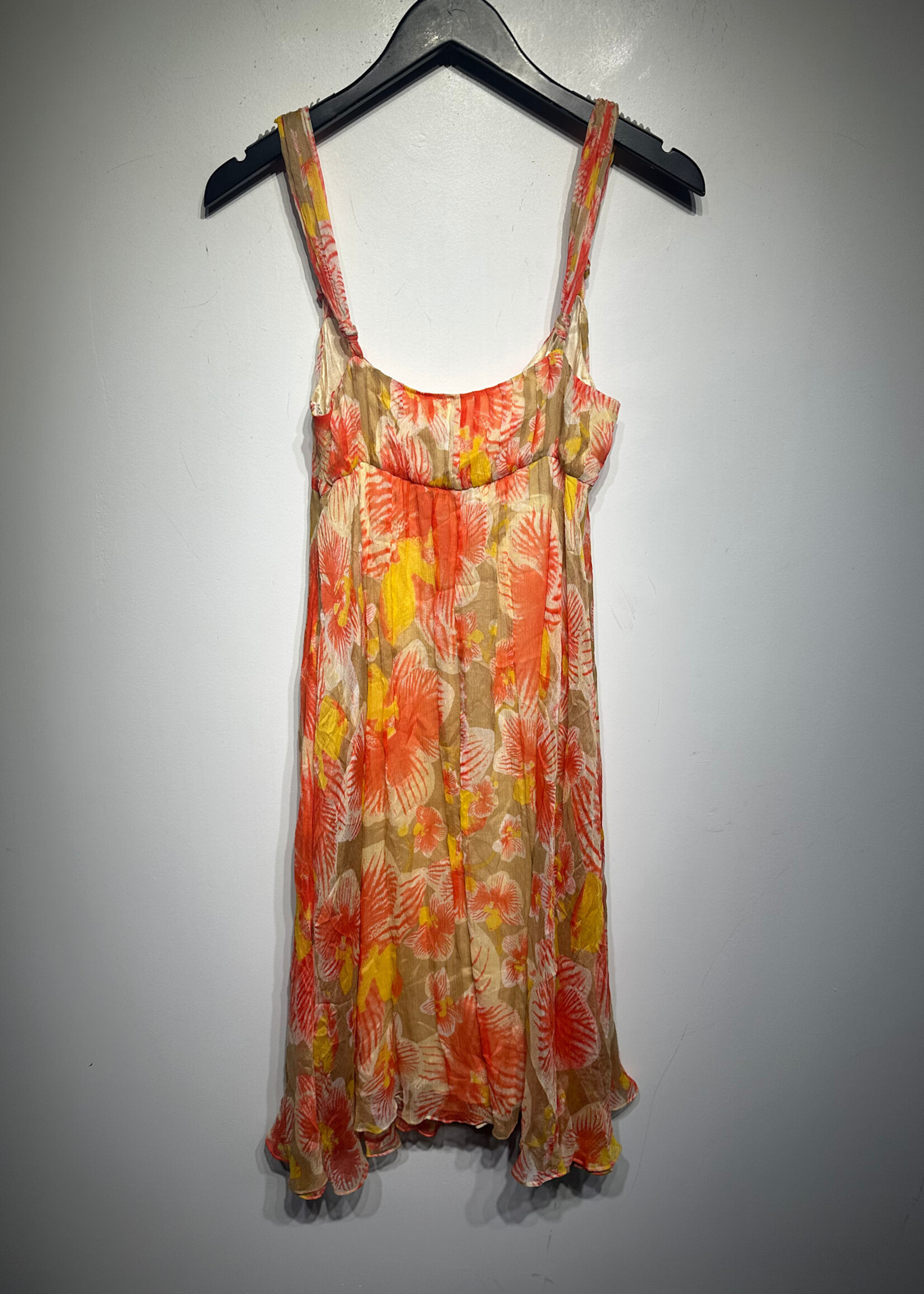 Diane Von Furstenberg Tan Orange Silk Dress XS