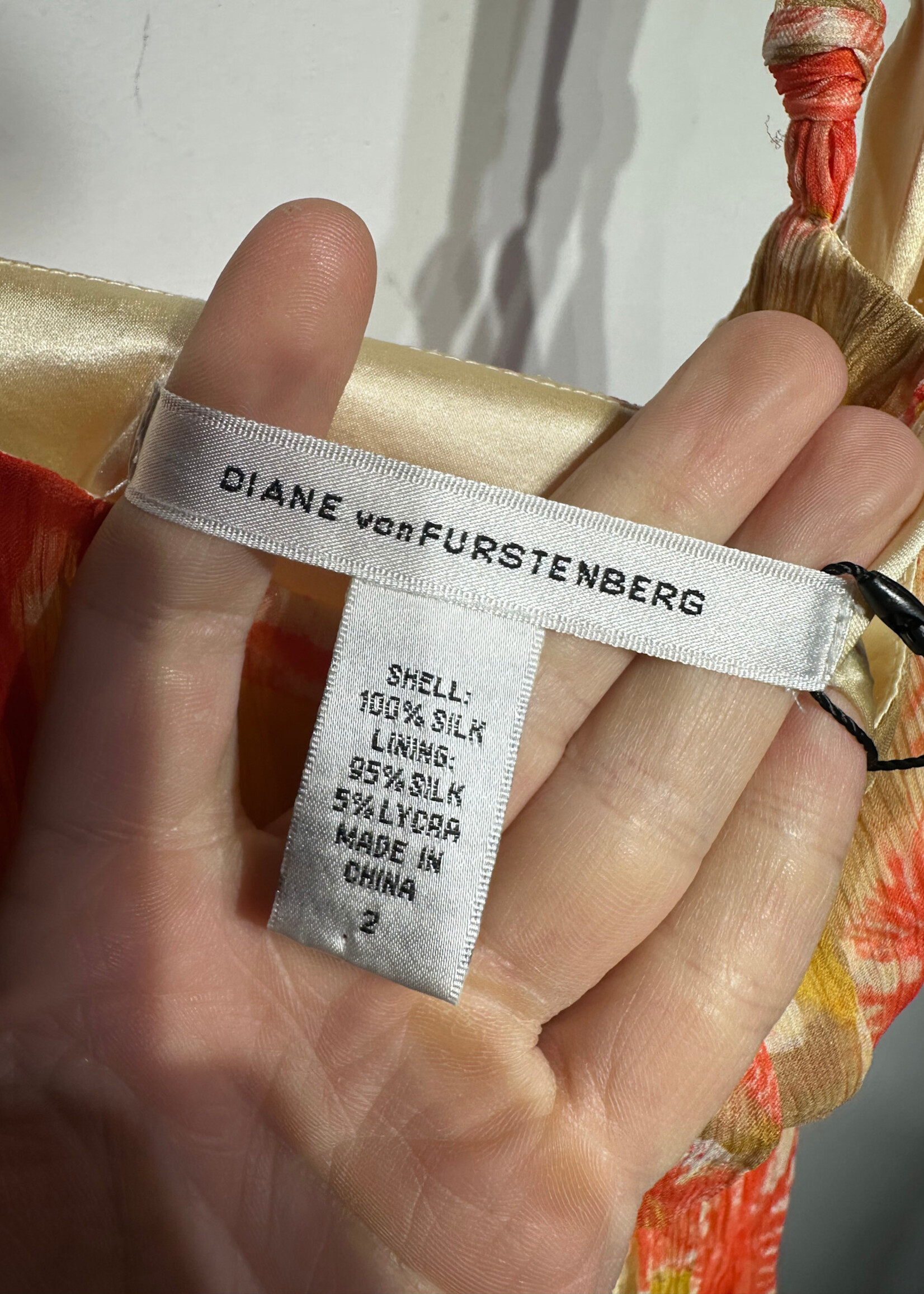 Diane Von Furstenberg Tan Orange Silk Dress XS