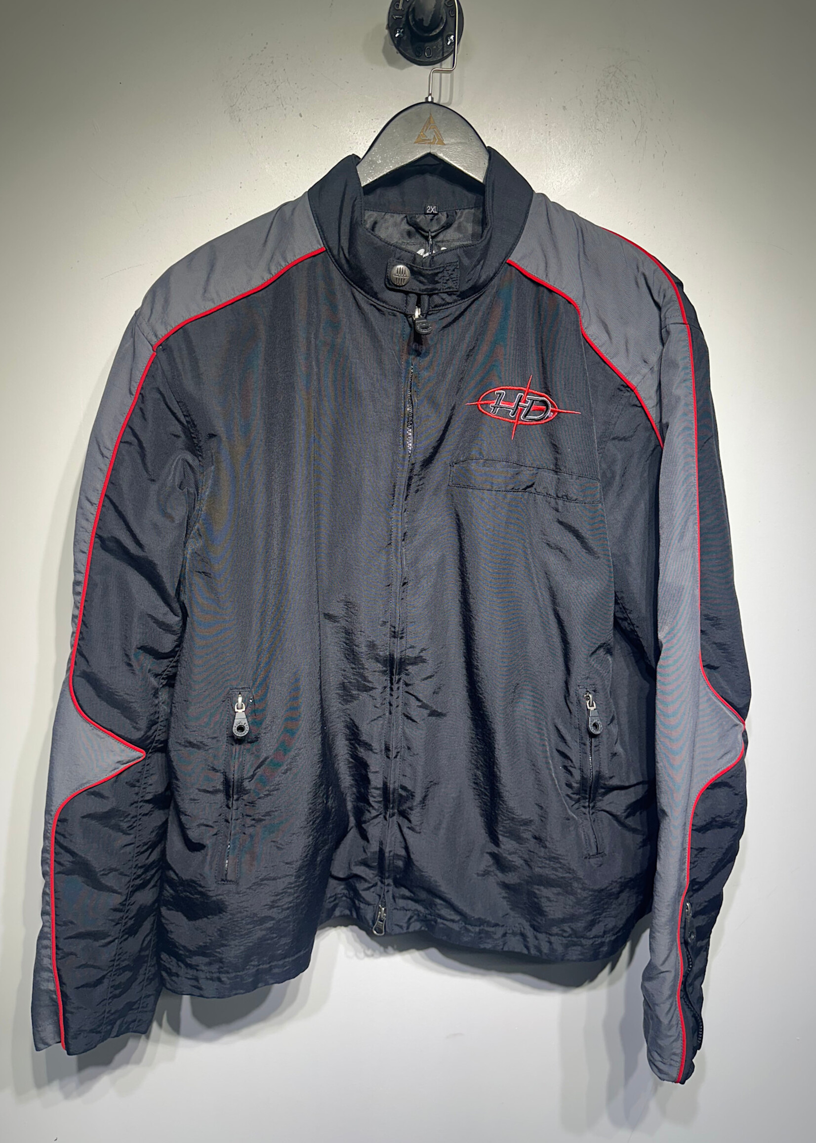 Harley Black Red Nylon Biker Jacket XXL